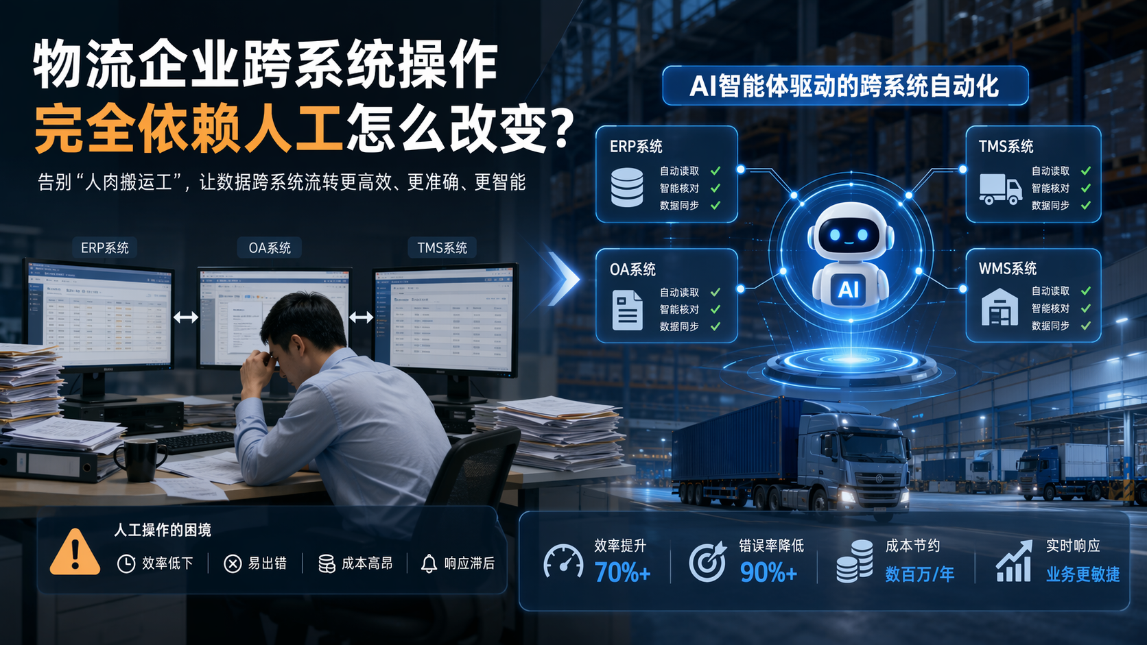 物流企业跨系统操作完全依赖人工怎么改变?