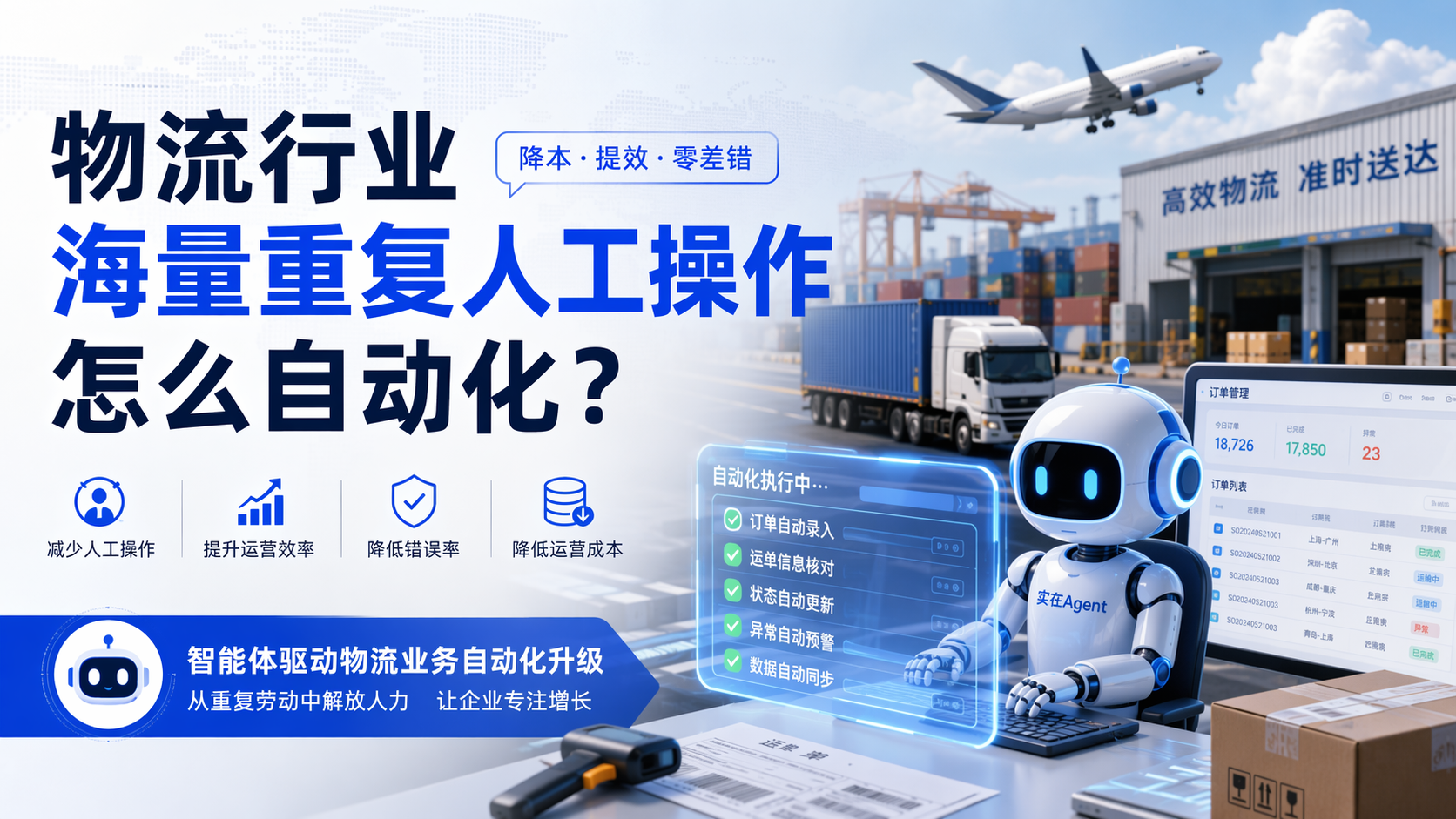 物流行业海量重复人工操作怎么自动化?