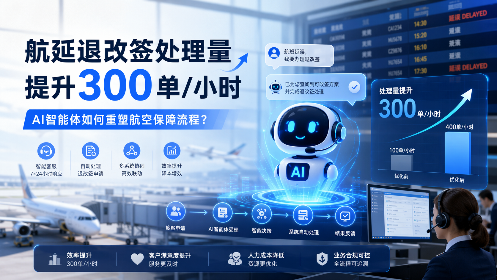 航延退改签处理量提升300单/小时：AI智能体如何重塑航空保障流程？