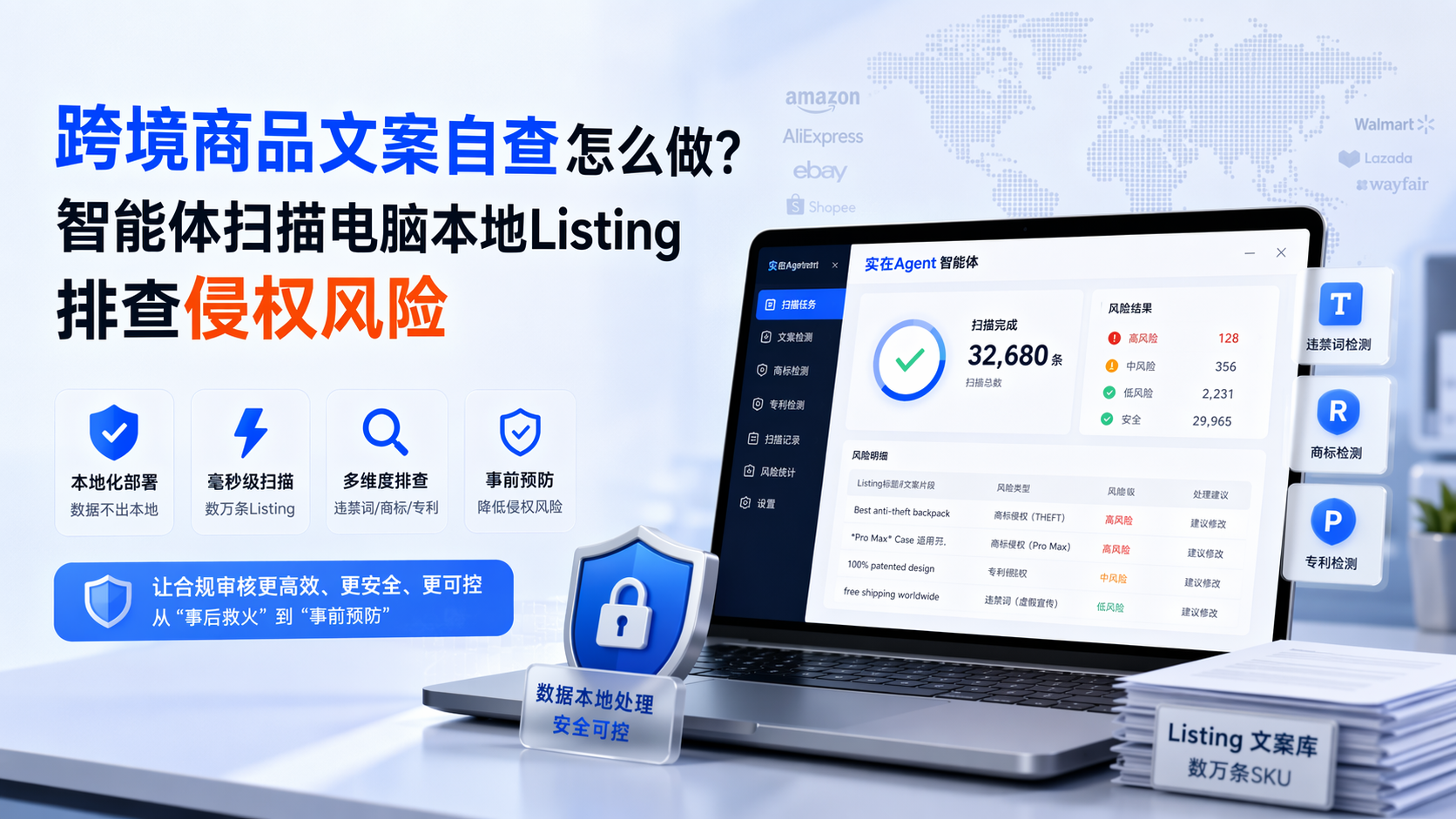 跨境商品文案自查怎么做？智能体扫描电脑本地Listing排查侵权风险