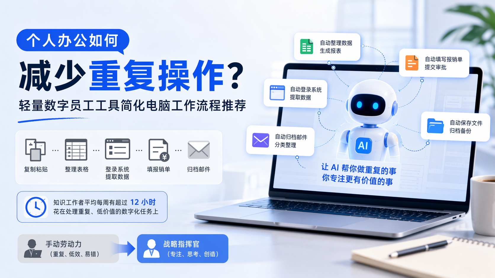 个人办公如何减少重复操作？轻量数字员工工具简化电脑工作流程推荐