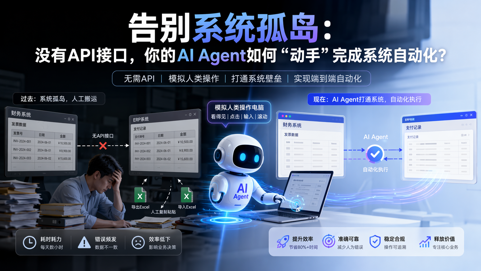 告别系统孤岛：没有API接口，你的AI Agent如何“动手”完成系统自动化？