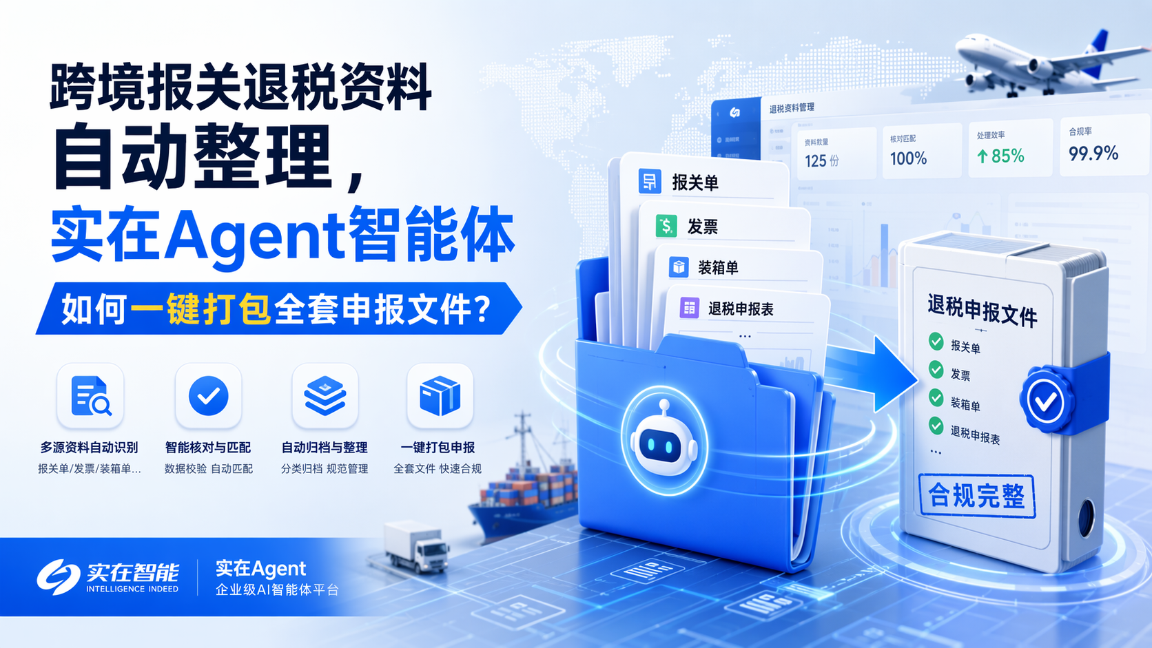 跨境报关退税资料自动整理,实在Agent智能体如何一键打包全套申报文件?
