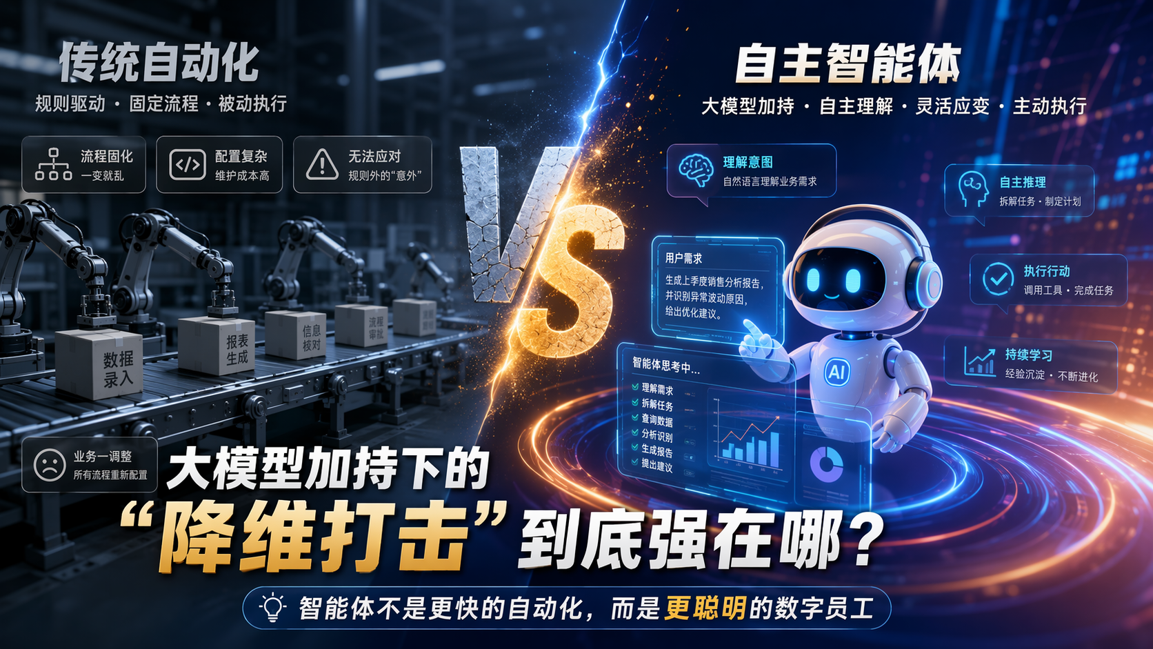 自主智能体 vs 传统自动化:大模型加持下的“降维打击”到底强在哪?