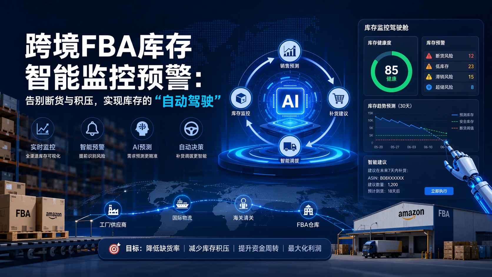跨境FBA库存智能监控预警：告别断货与积压，实现库存的“自动驾驶”