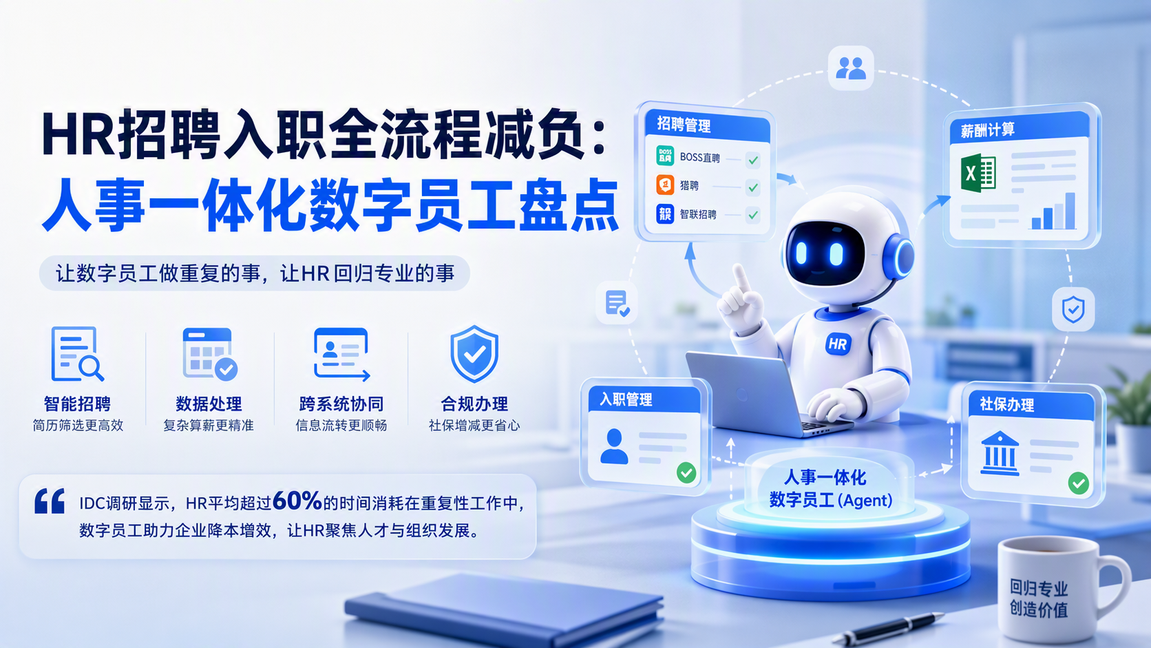 HR招聘入职全流程减负：人事一体化数字员工盘点
