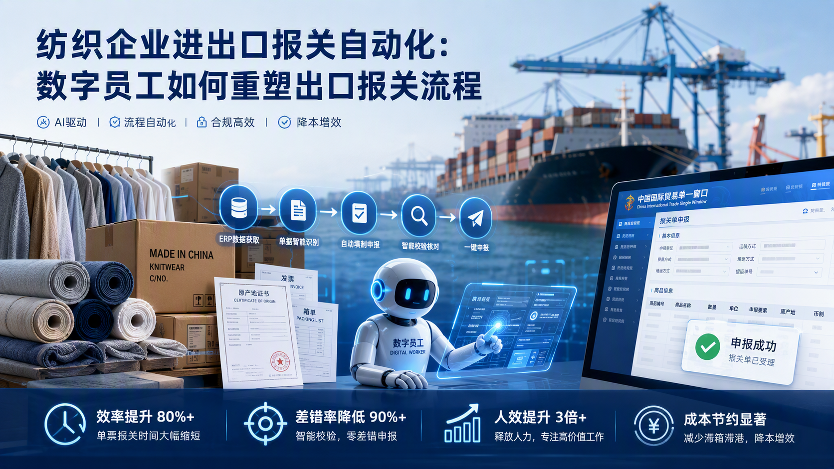 纺织企业进出口报关自动化:数字员工如何重塑出口报关流程