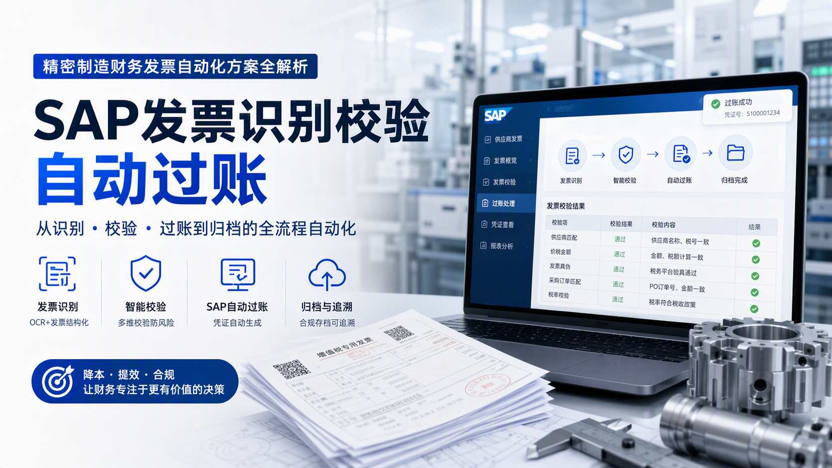 SAP发票识别校验自动过账 精密制造财务发票自动化方案全解析