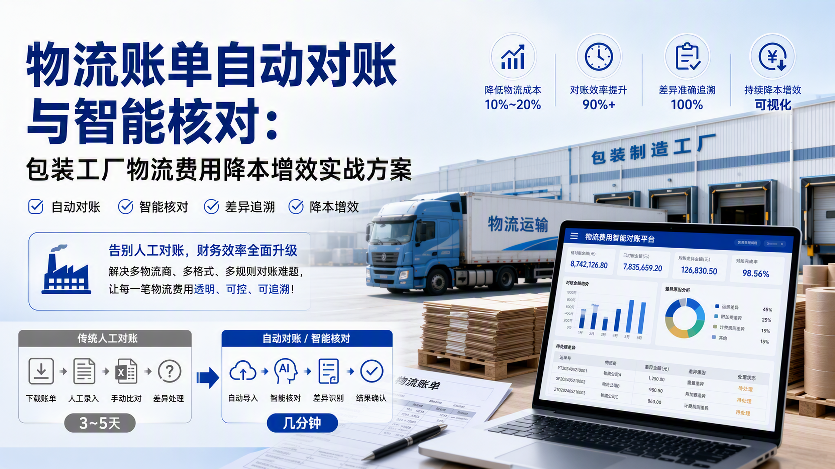 物流账单自动对账与智能核对：包装工厂物流费用降本增效实战方案
