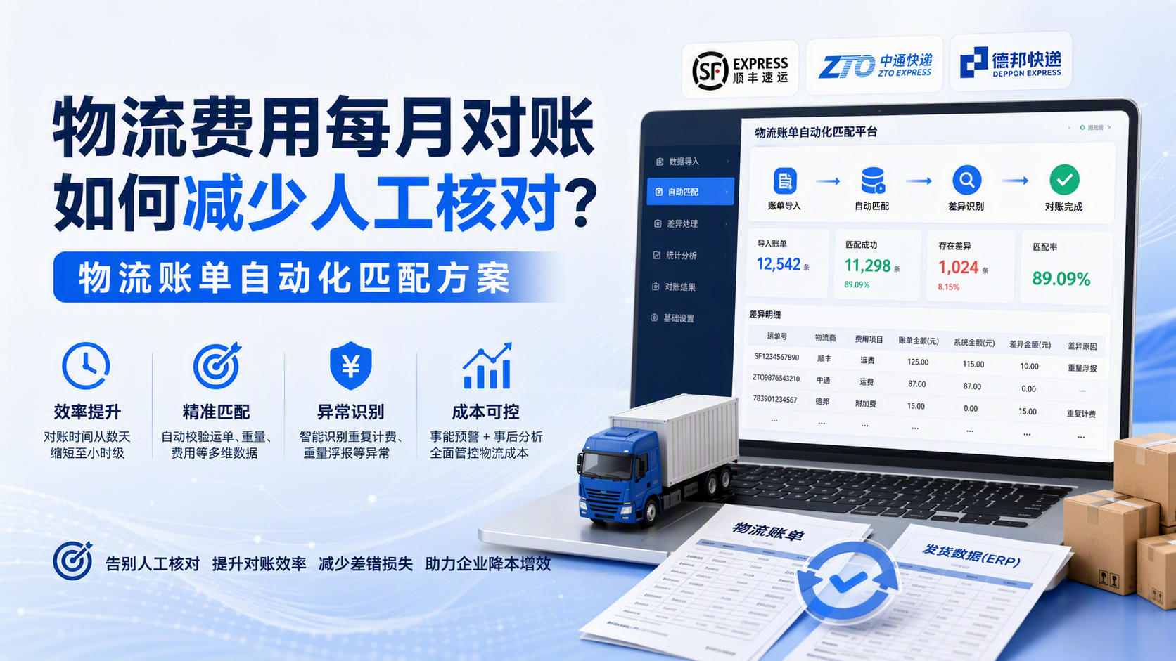 物流费用每月对账如何减少人工核对?物流账单自动化匹配方案