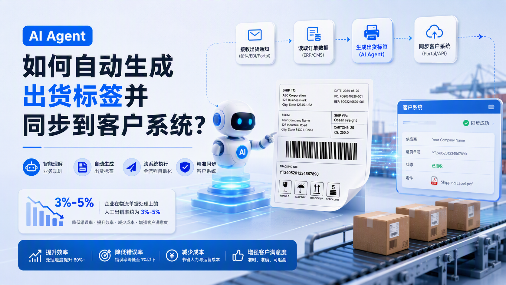 AI Agent如何自动生成出货标签并同步到客户系统