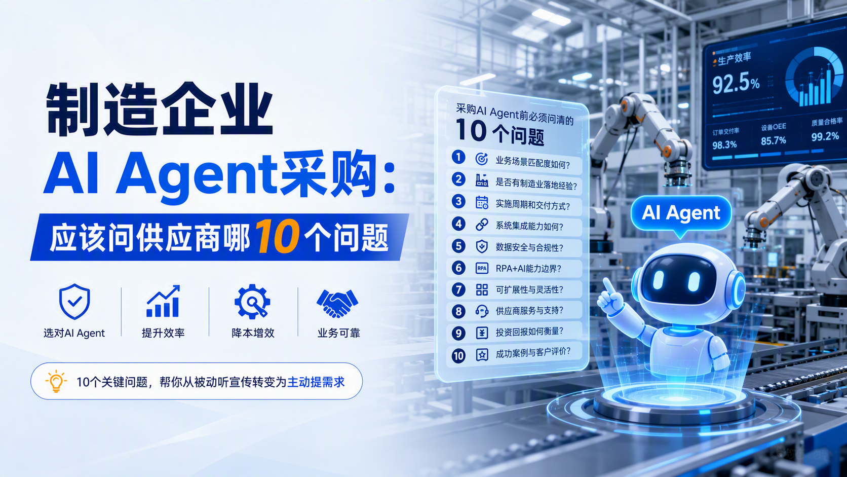 制造企业AI Agent采购:应该问供应商哪10个问题