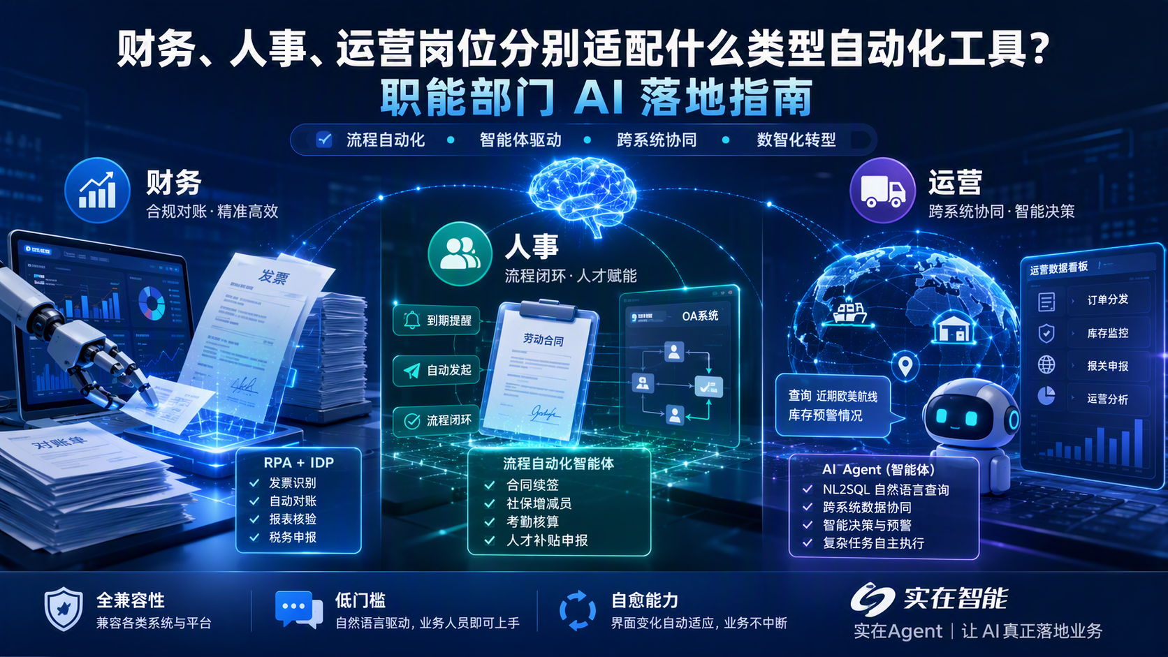 财务、人事、运营岗位分别适配什么类型自动化工具？职能部门AI落地指南