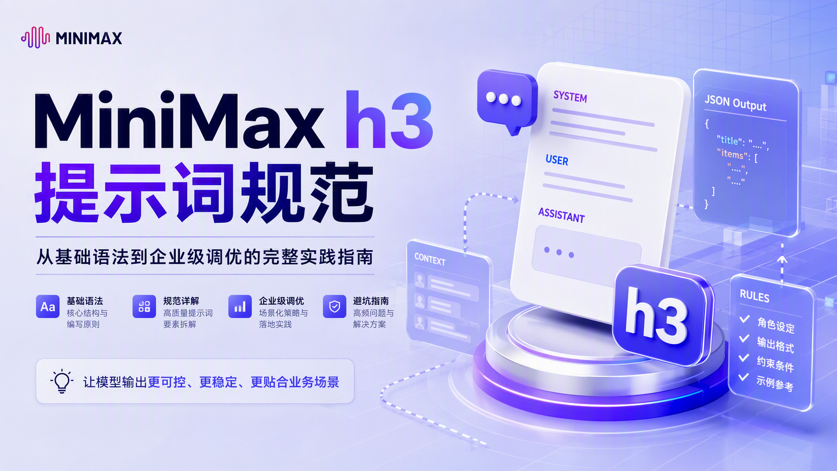 MiniMax h3 提示词规范：从基础语法到企业级调优的完整实践指南_图1