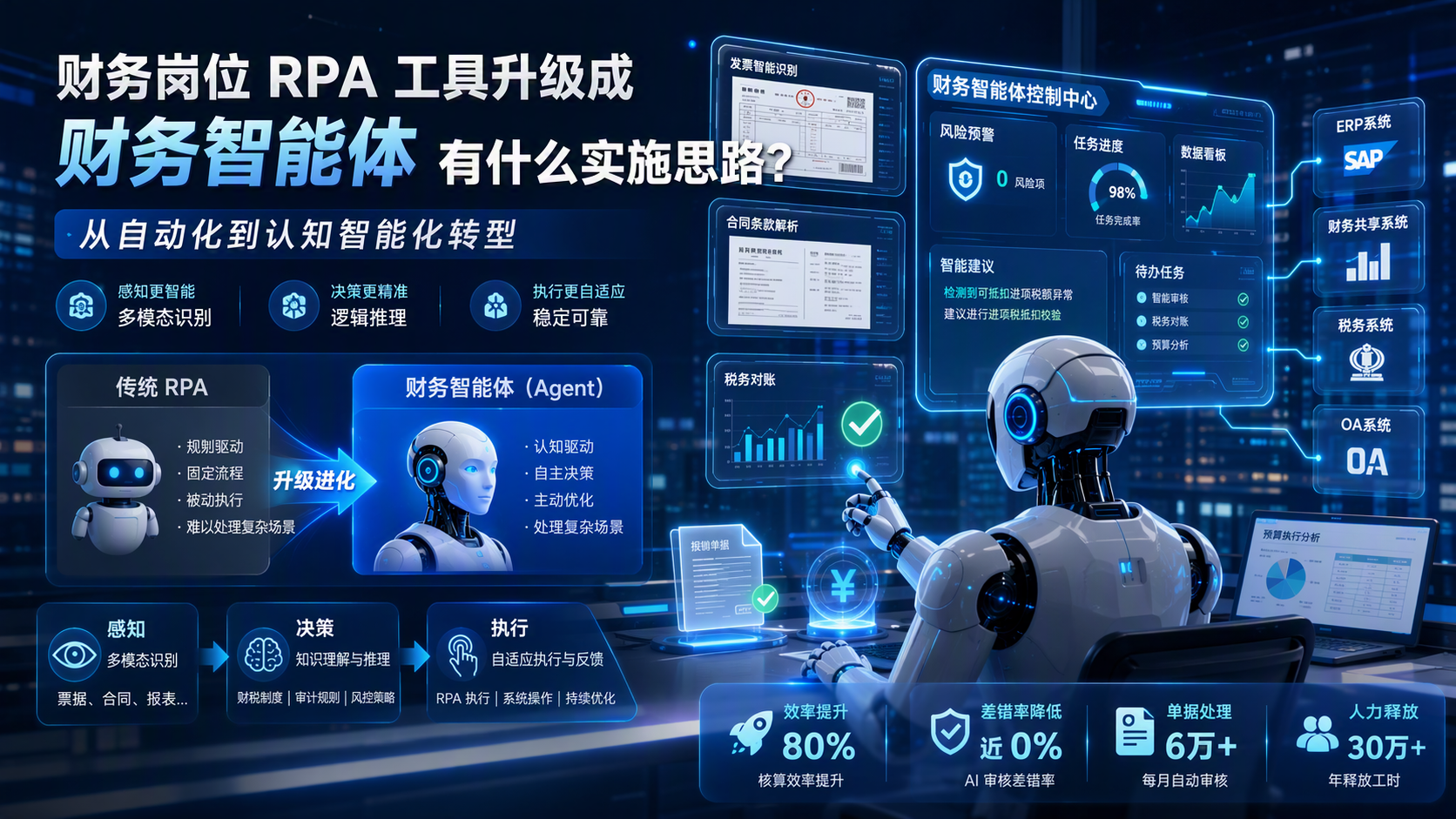 财务岗位 RPA 工具升级成财务智能体有什么实施思路?从自动化到认知智能化转型