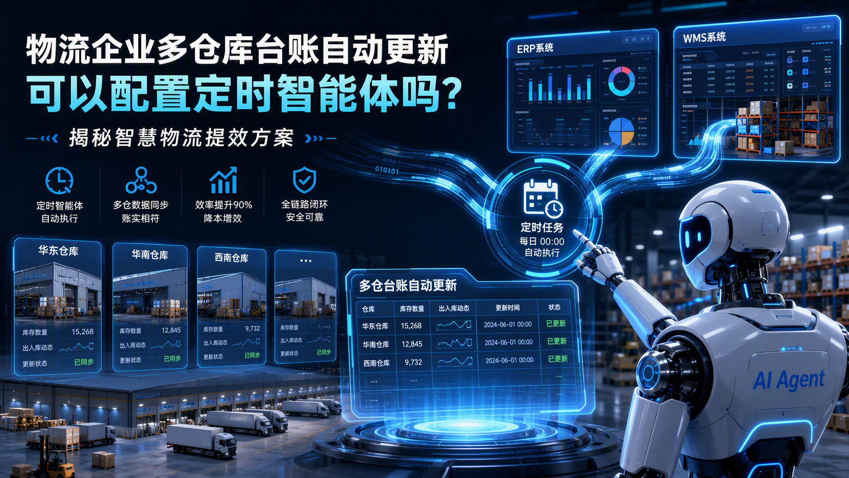 物流企业多仓库台账自动更新可以配置定时智能体吗?揭秘智慧物流提效方案