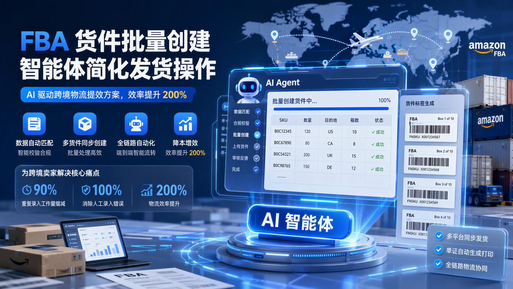 FBA 货件批量创建智能体可以简化卖家哪些发货操作？深度解析跨境物流提效方案_图1