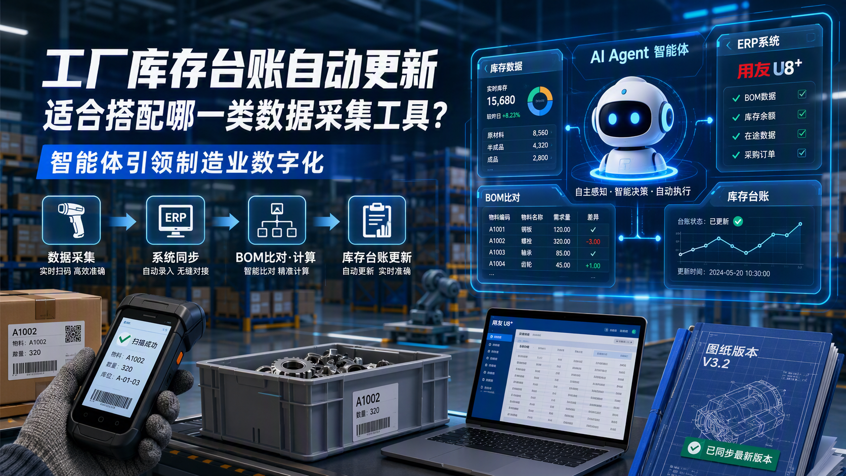 工厂库存台账自动更新适合搭配哪一类数据采集工具？智能体引领制造业数字化_图1
