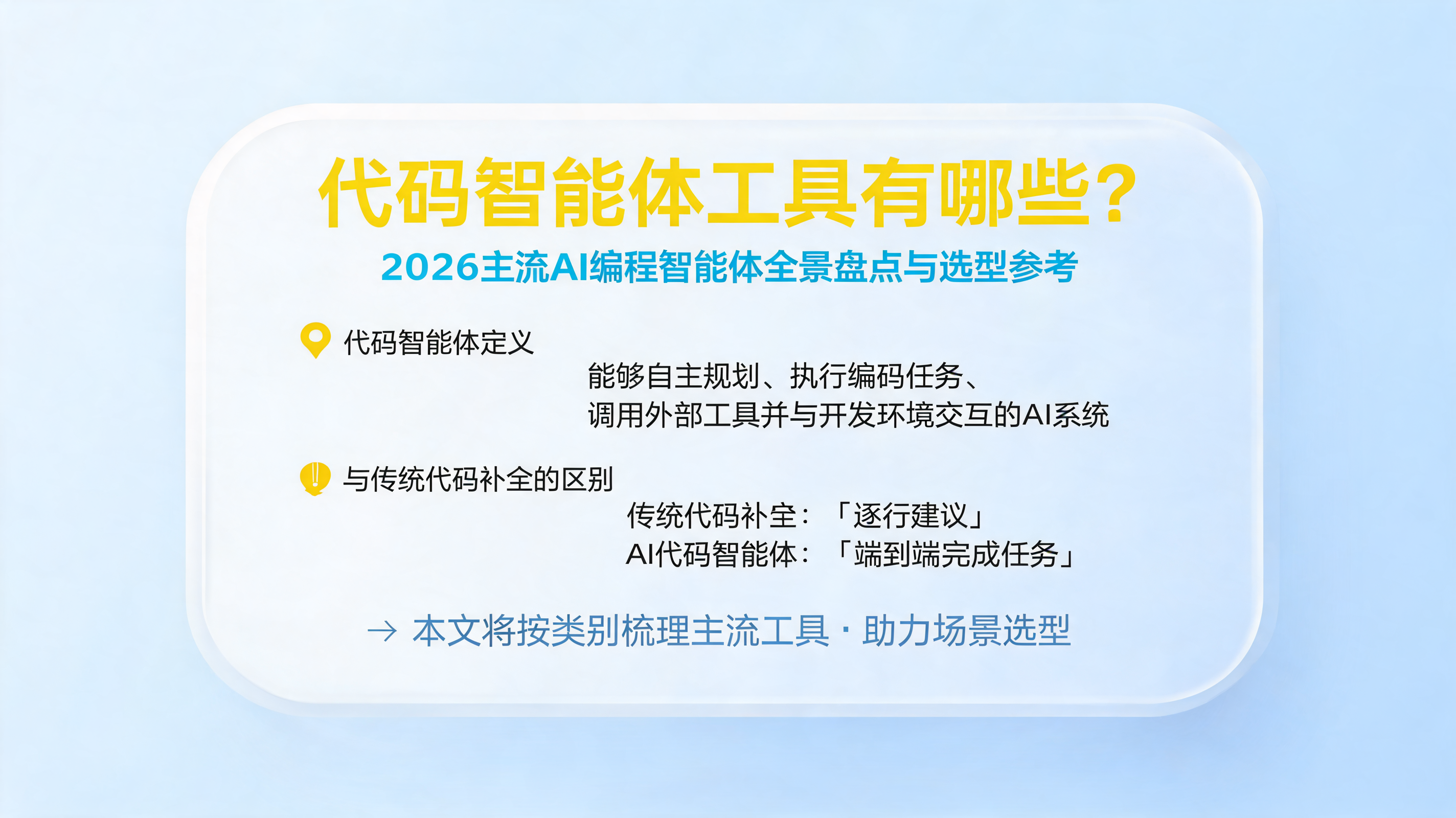 代码智能体工具有哪些？2026主流AI编程智能体全景盘点与选型参考_图1