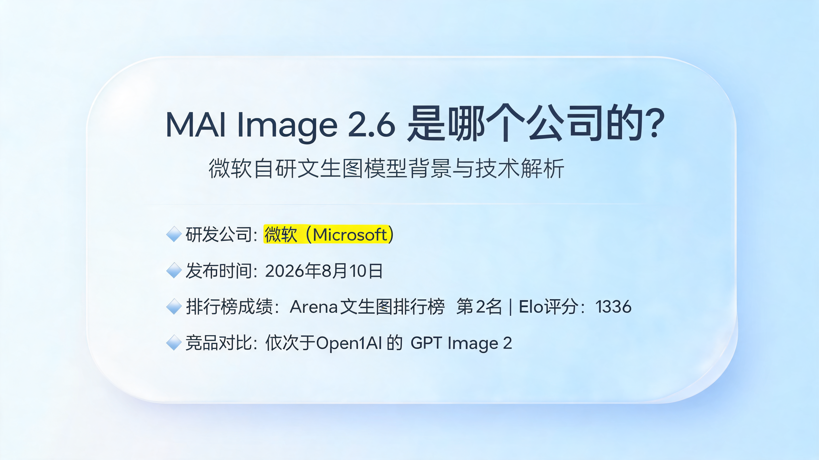 MAI Image 2.6是哪个公司的？微软自研文生图模型背景与技术解析_图1