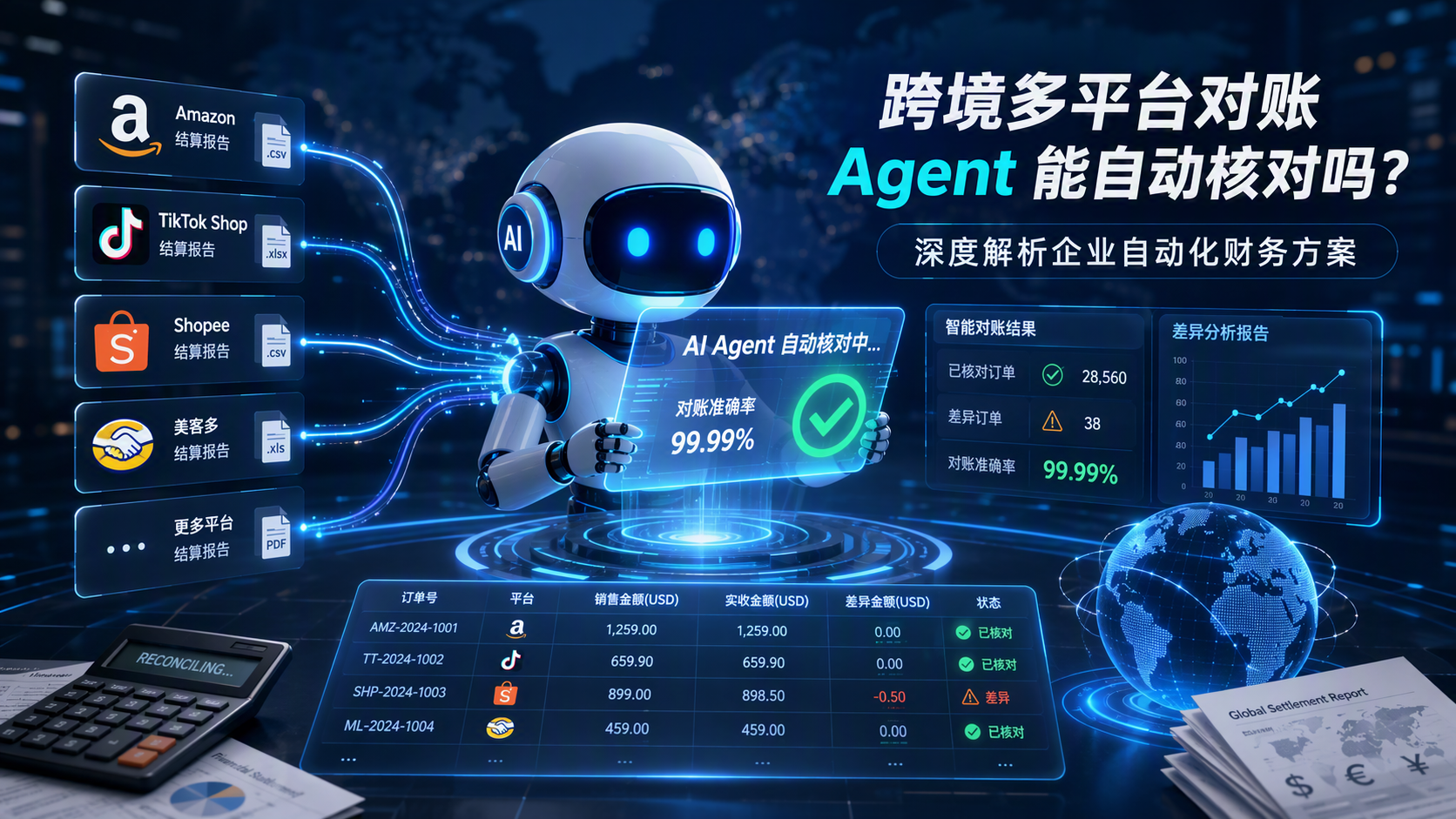 跨境多平台对账，Agent 能自动核对吗？深度解析企业自动化财务方案