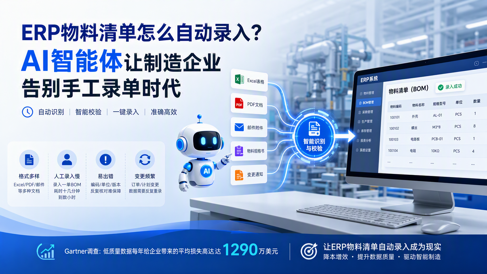 ERP物料清单怎么自动录入?AI智能体让制造企业告别手工录单时代