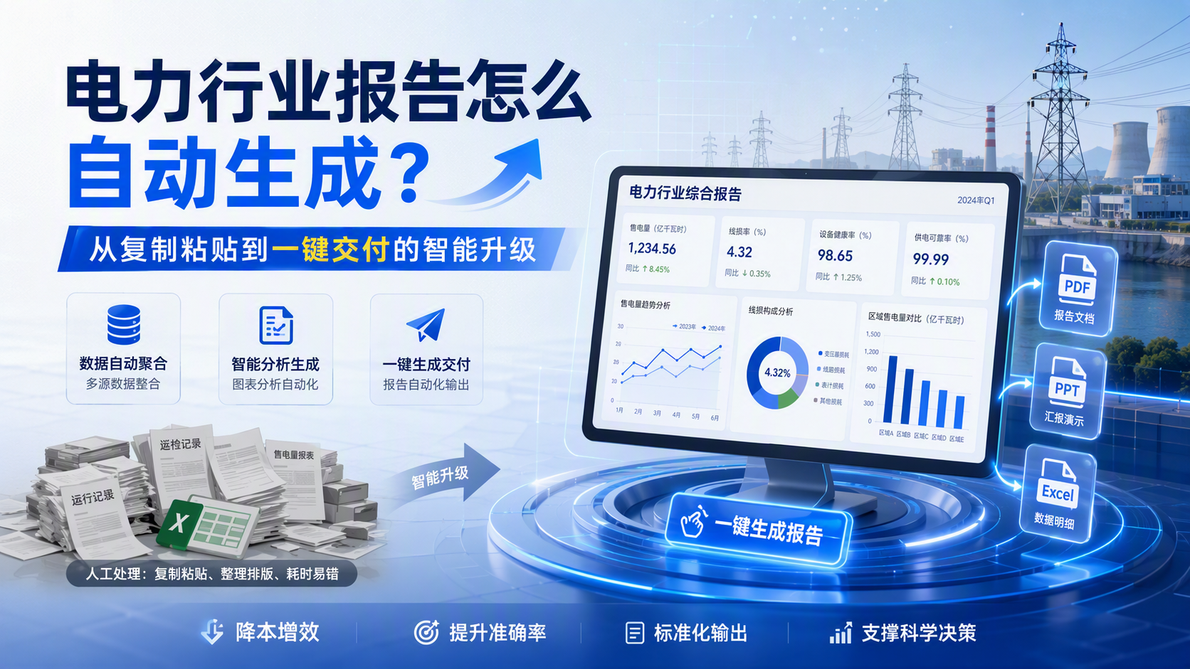 电力行业报告怎么自动生成？从复制粘贴到一键交付的智能升级