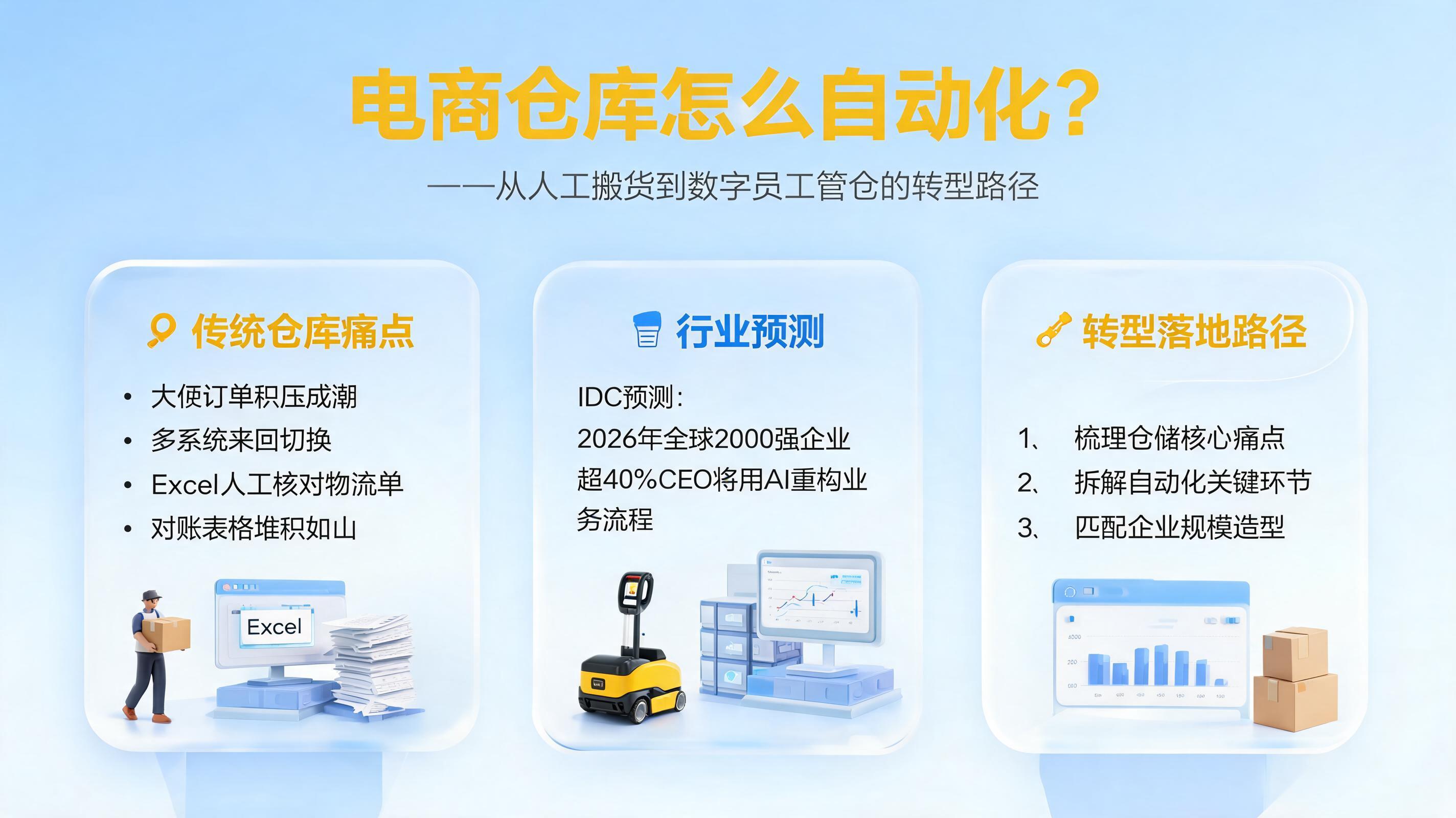 电商仓库怎么自动化?从人工搬货到数字员工管仓的转型路径