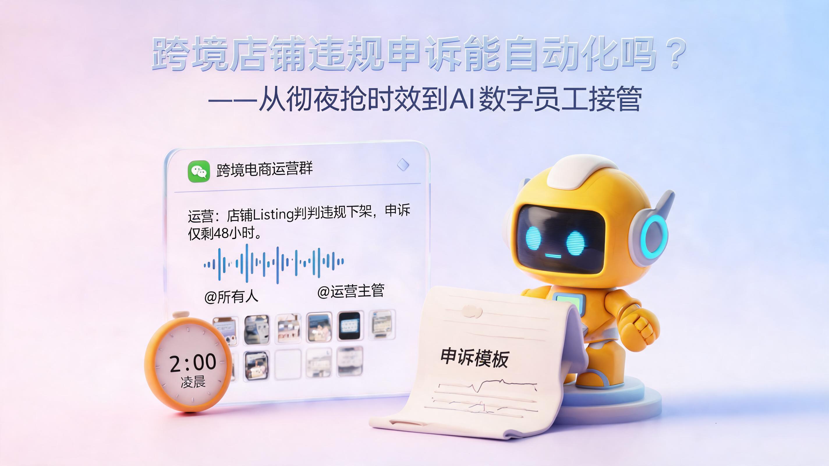 跨境店铺违规申诉能自动化吗？——从彻夜抢时效到AI数字员工接管