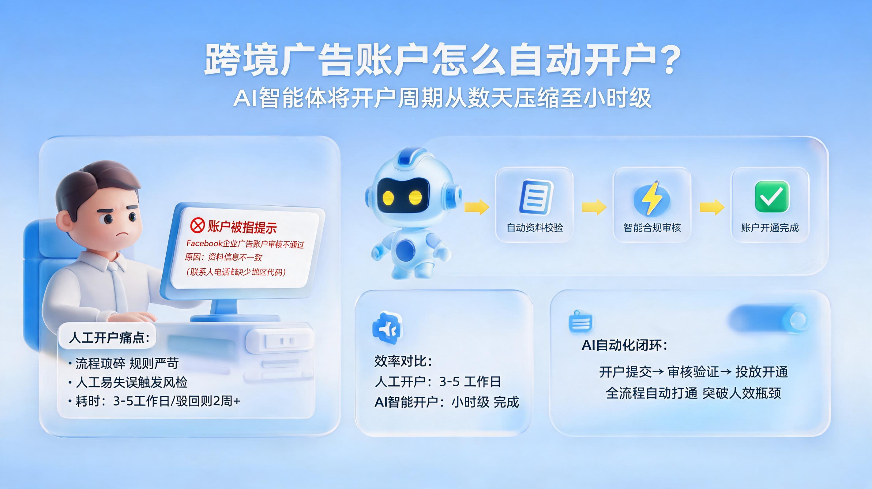 跨境广告账户怎么自动开户？AI智能体如何将开户周期从数天压缩至小时级