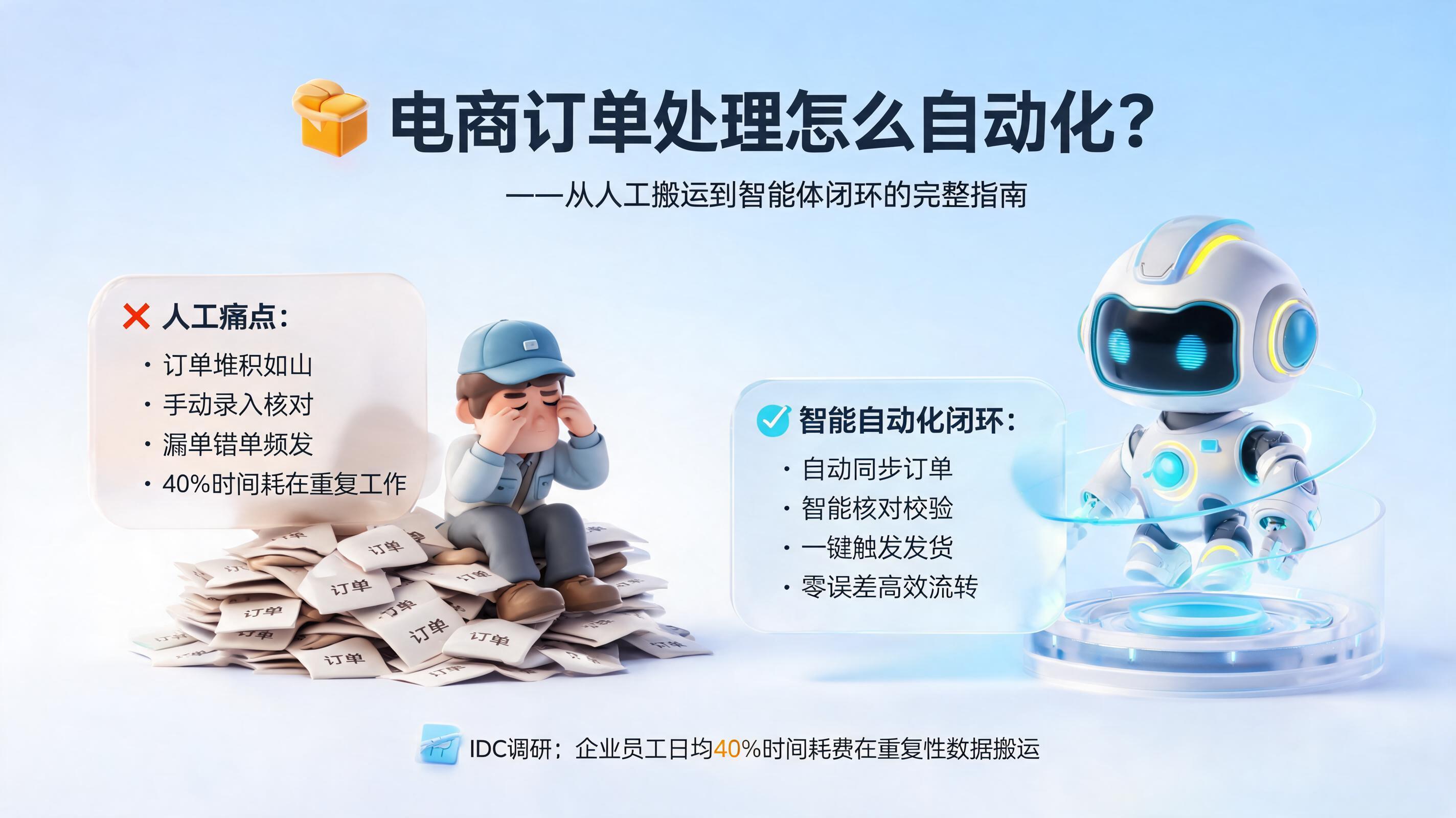 电商订单处理怎么自动化?从人工搬运到智能体闭环的完整指南