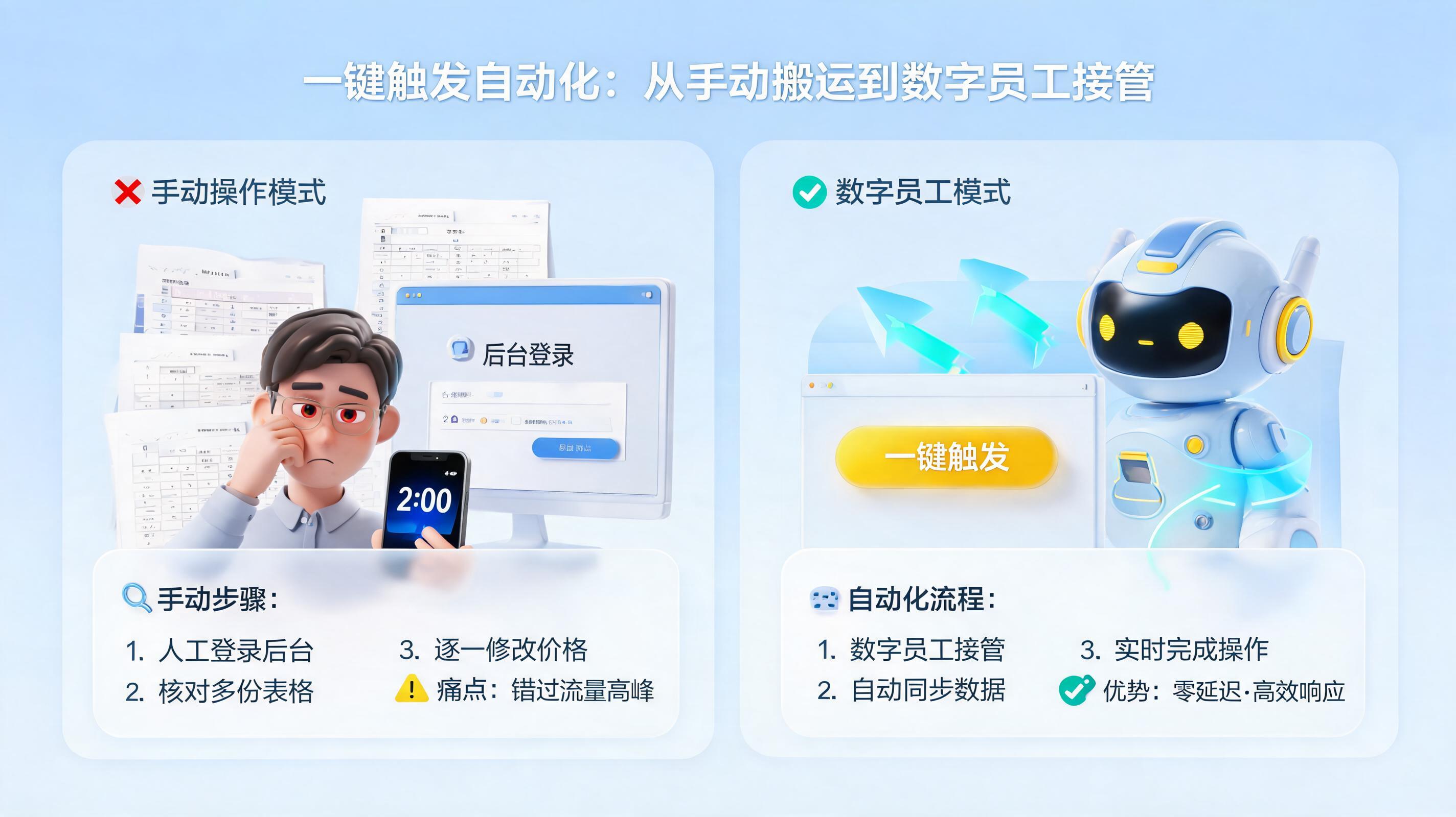 一键触发自动化怎么做？从手动搬运到数字员工接管