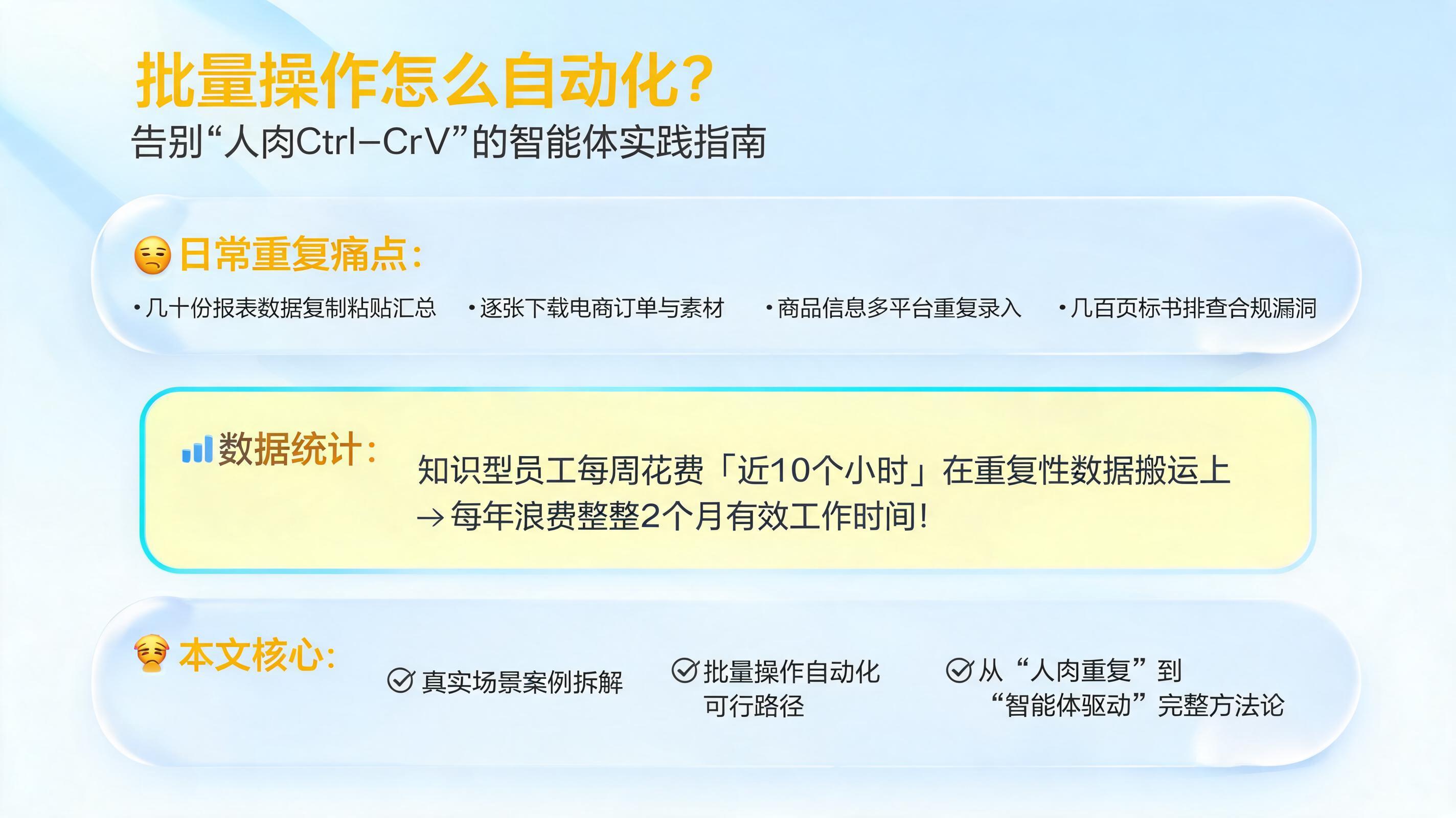 批量操作怎么自动化?告别“人肉Ctrl+C/V”的智能体实践指南