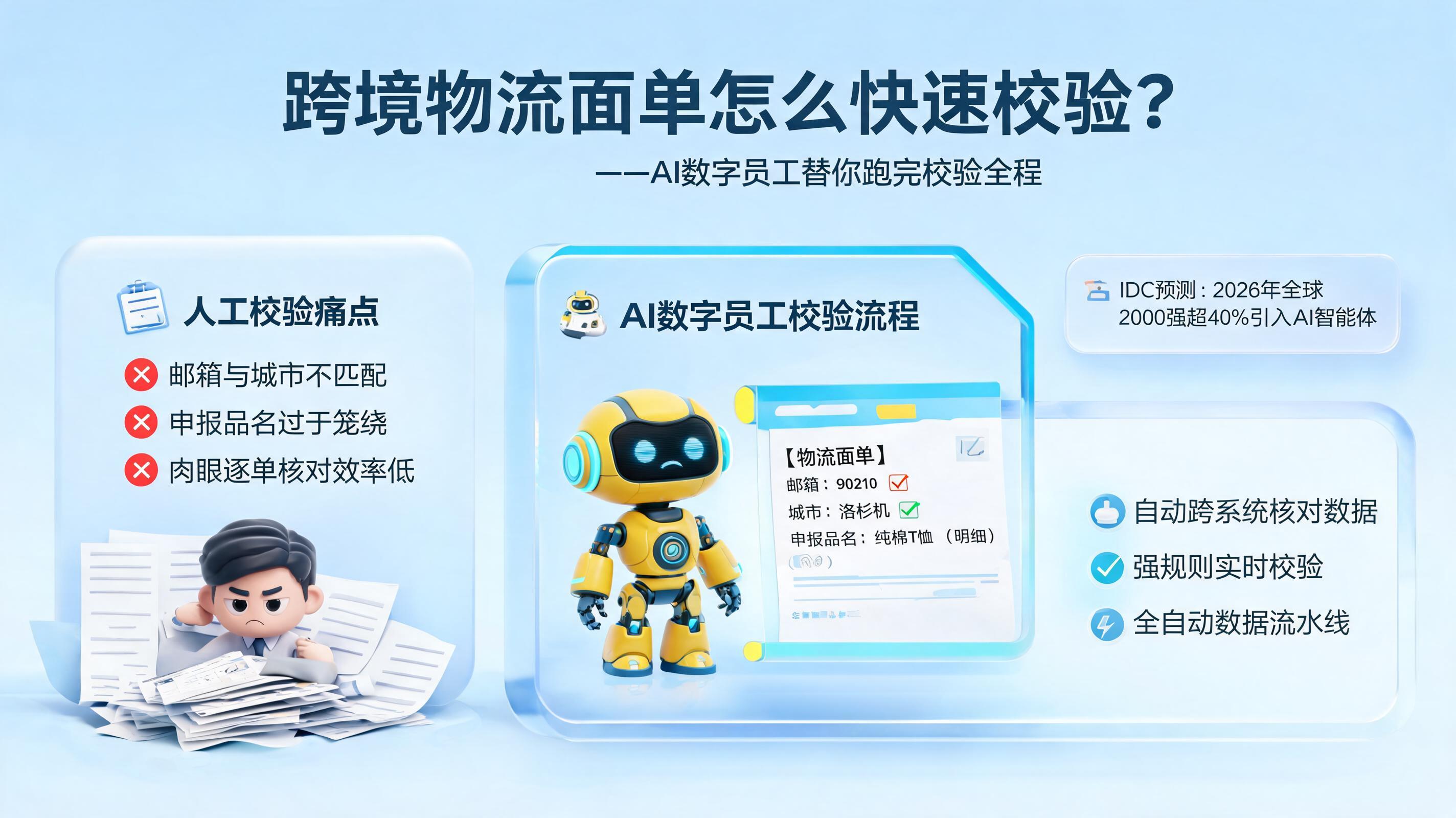 跨境物流面单怎么快速校验？不妨让AI数字员工替你跑完校验全程_图1
