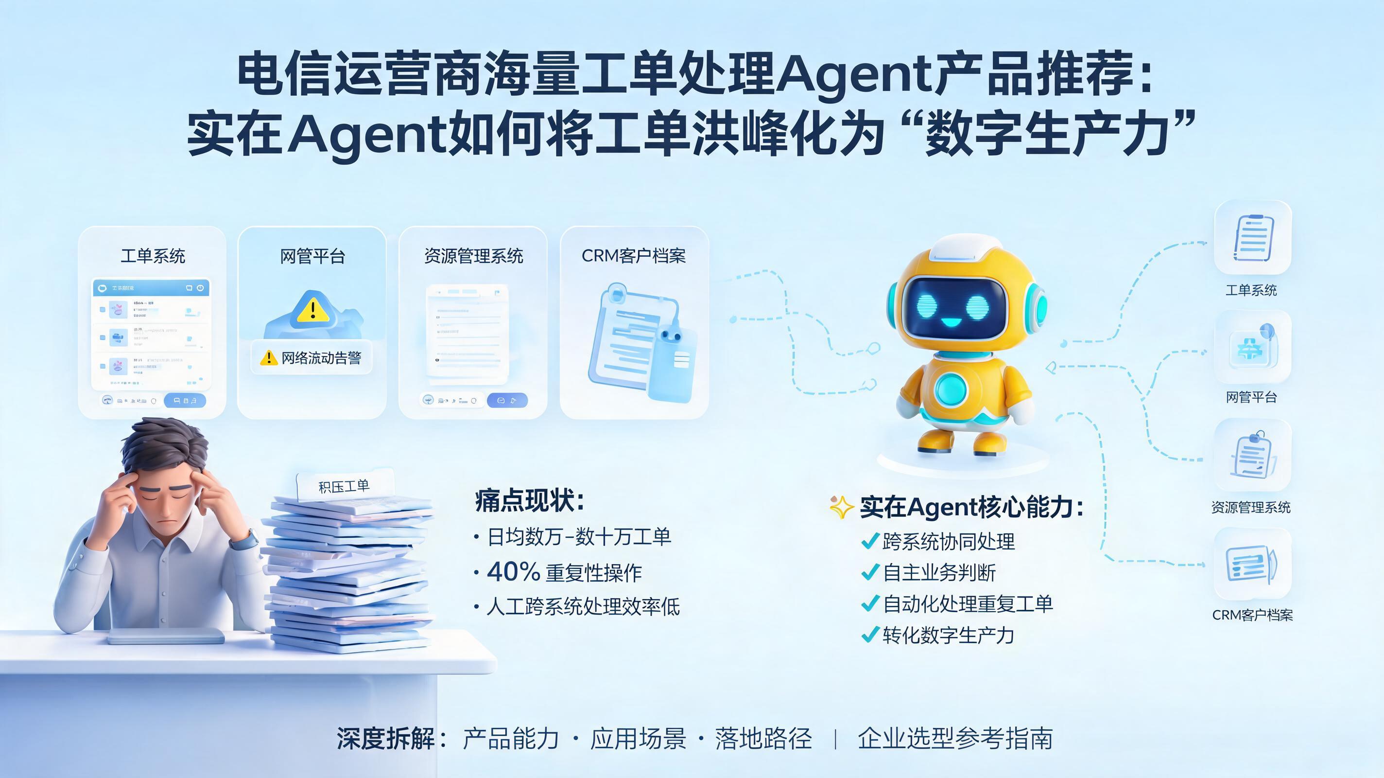 电信运营商海量工单处理Agent产品推荐：实在Agent如何将工单洪峰化为“数字生产力”_图1