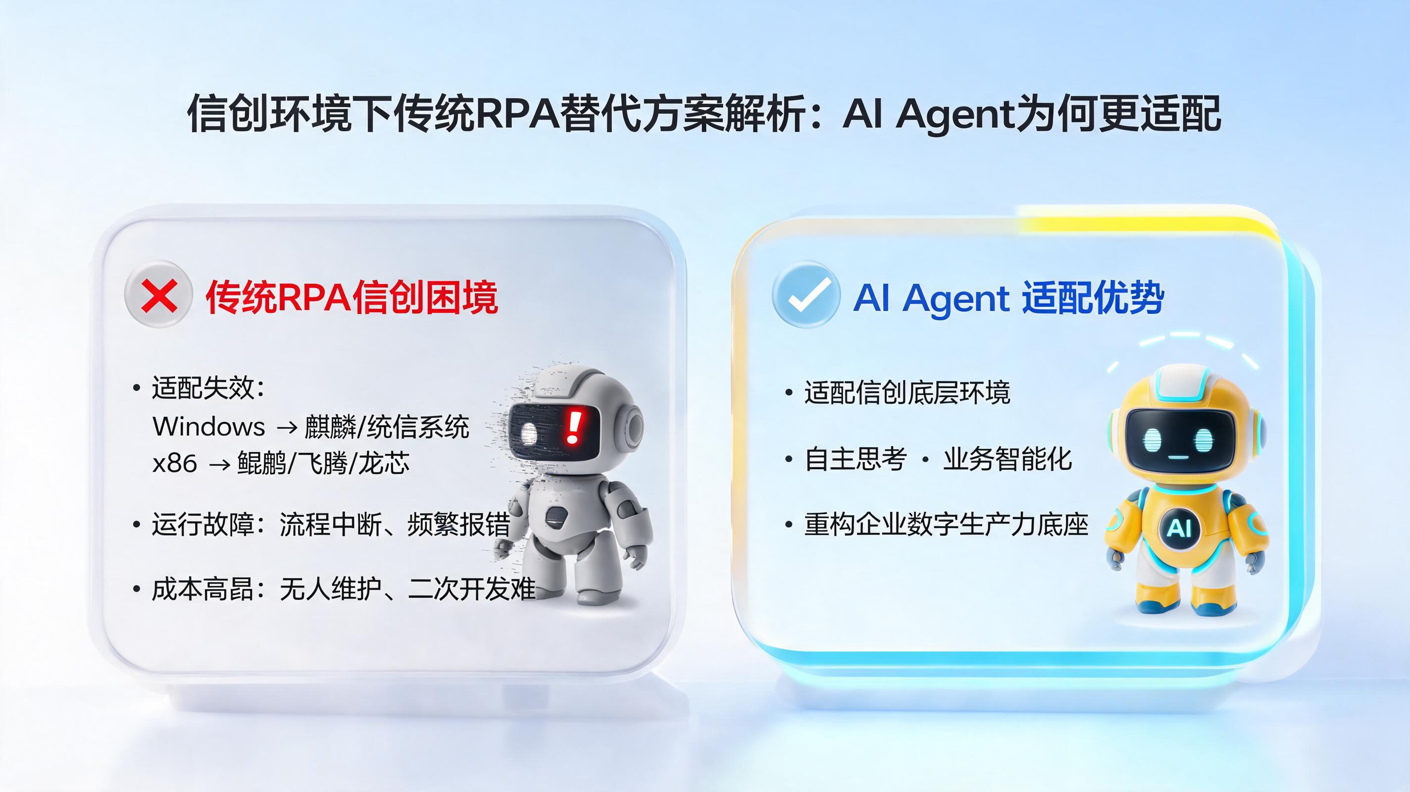 信创环境下传统RPA替代方案解析:AI Agent为何更适配