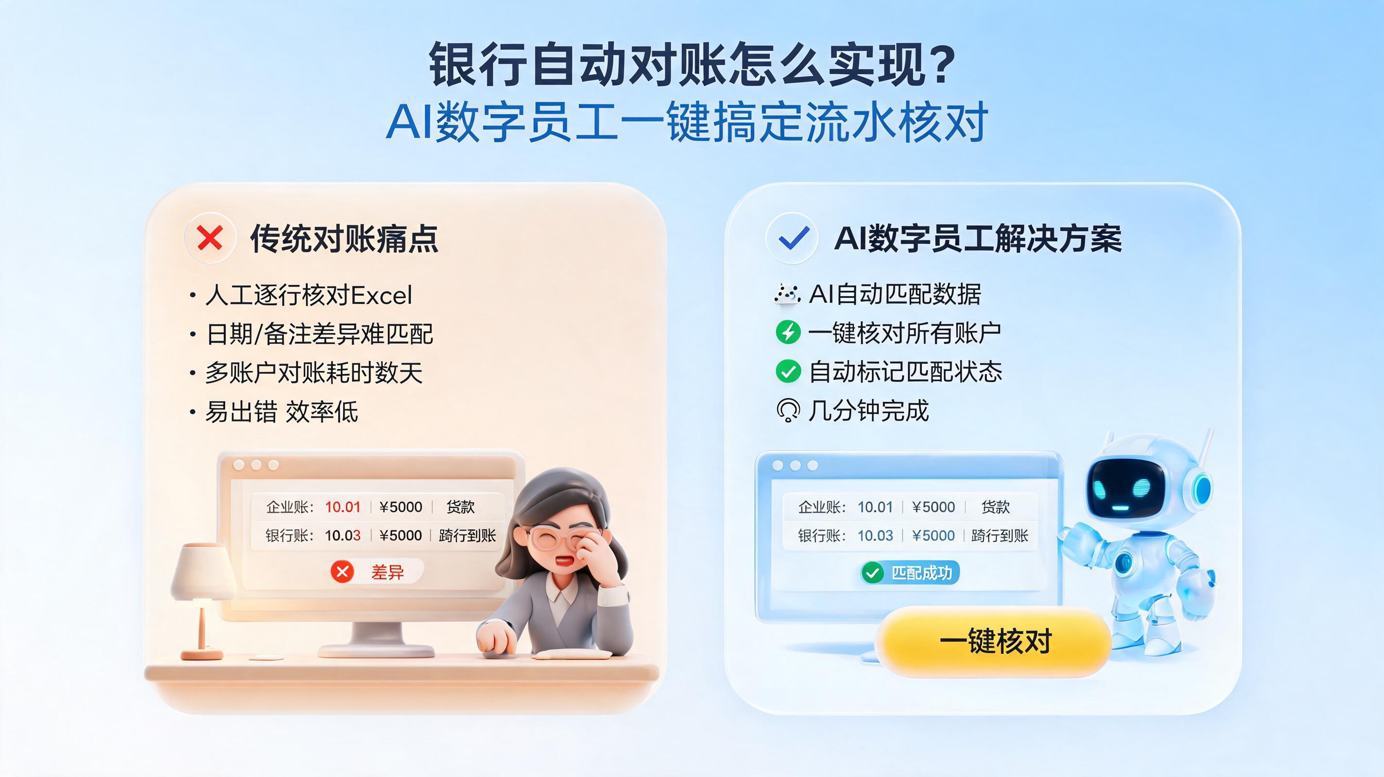 银行自动对账怎么实现？AI 数字员工一键搞定流水核对_图1