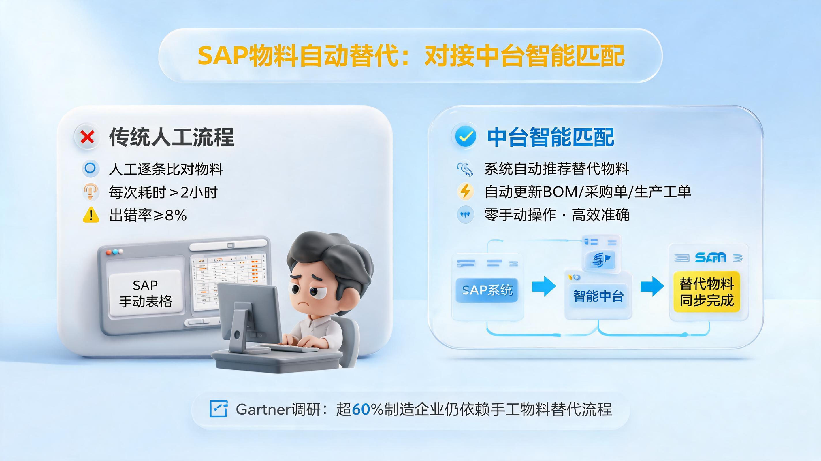 SAP物料怎么自动替代?对接中台智能匹配替代
