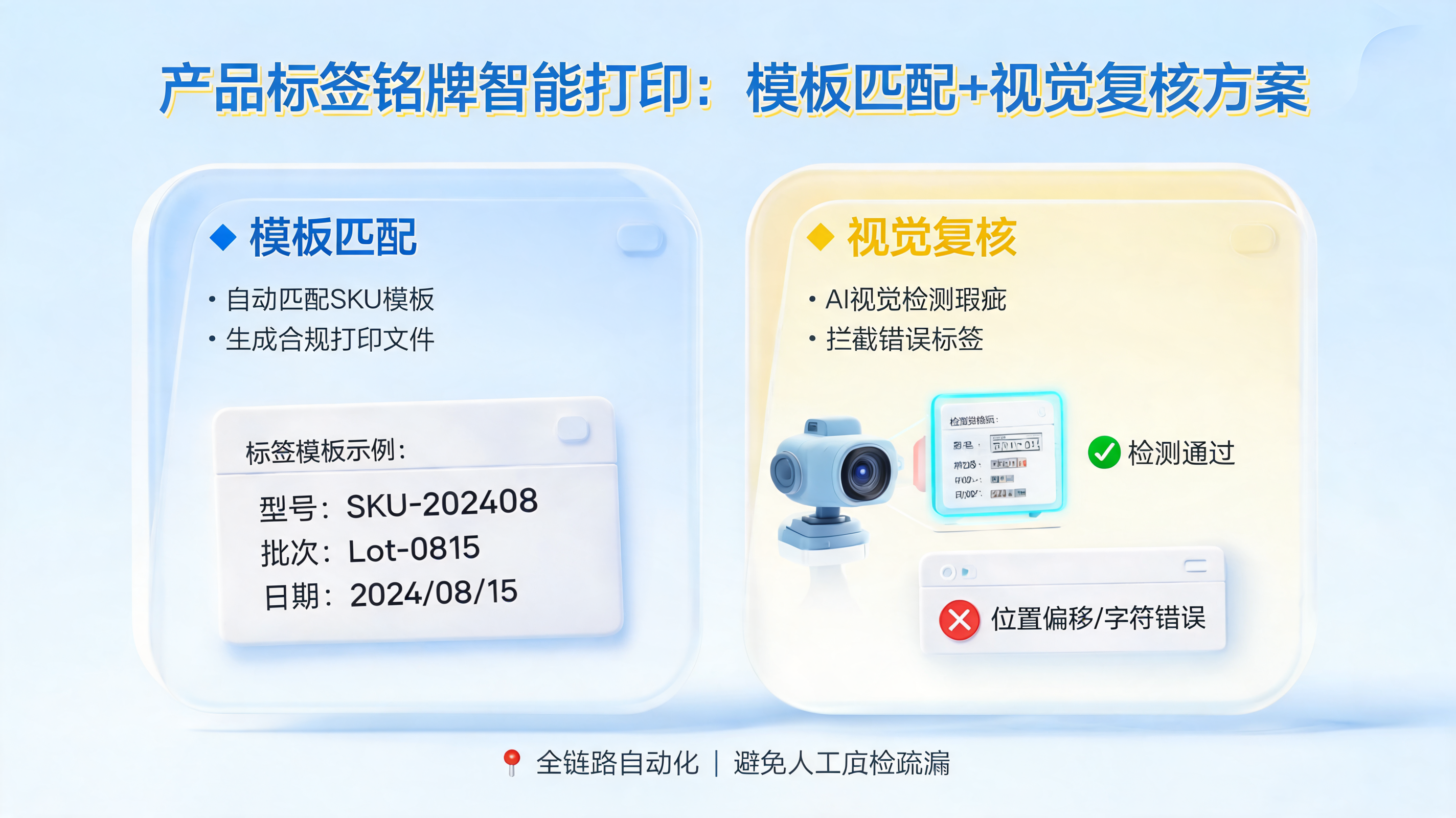 产品标签铭牌智能打印：模板匹配+视觉复核方案