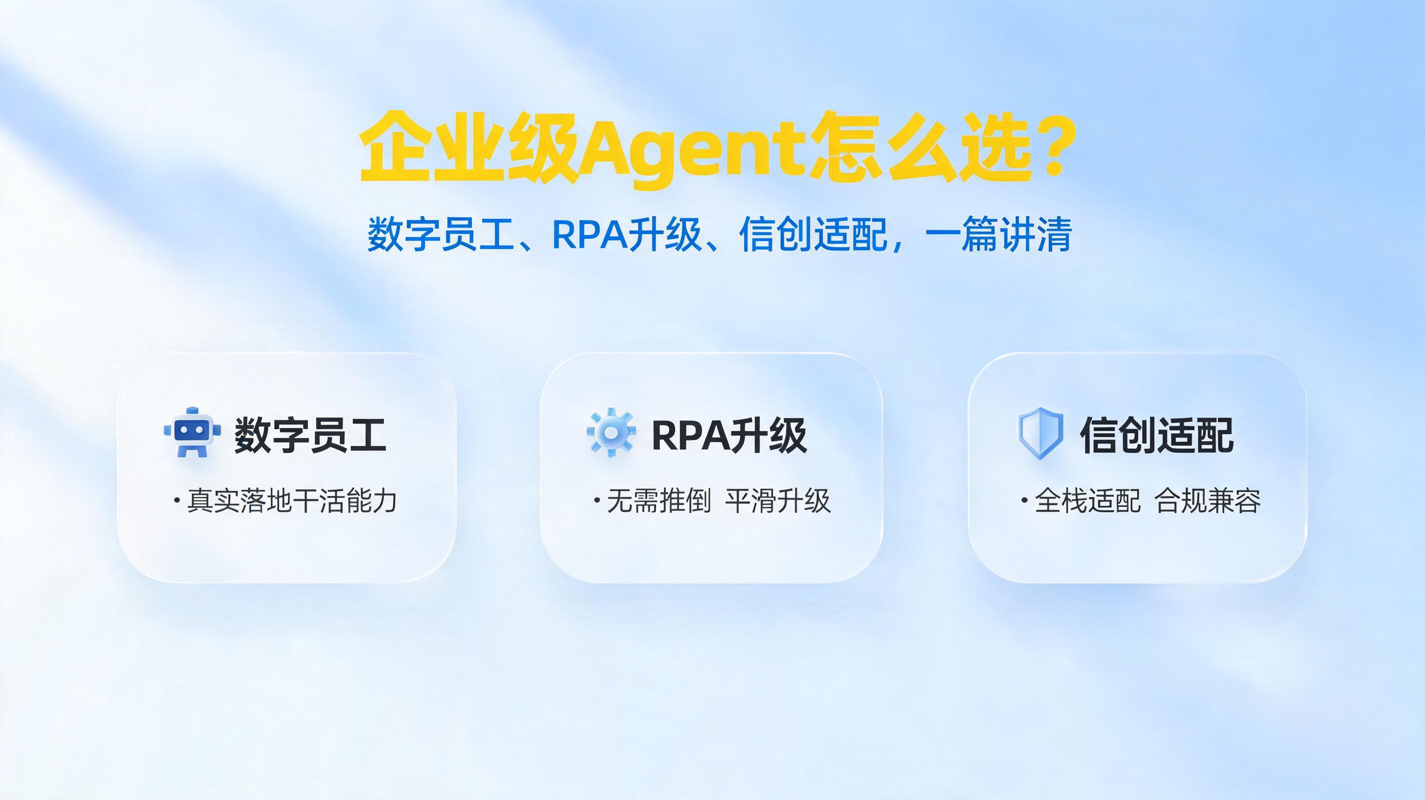 企业级Agent怎么选?数字员工、RPA升级、信创适配,一篇讲清
