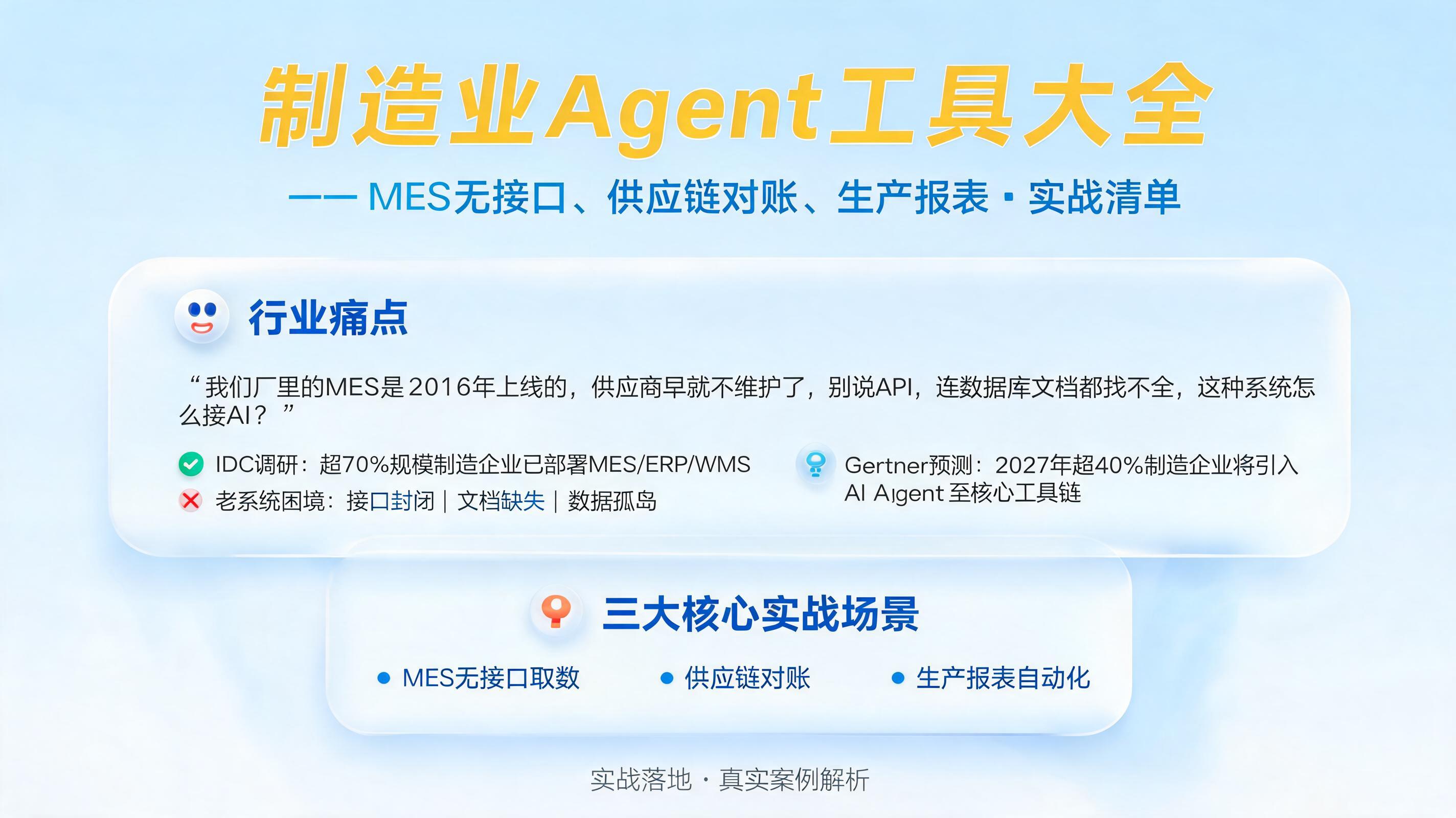 制造业Agent工具大全：MES无接口、供应链对账、生产报表，实战清单_图1