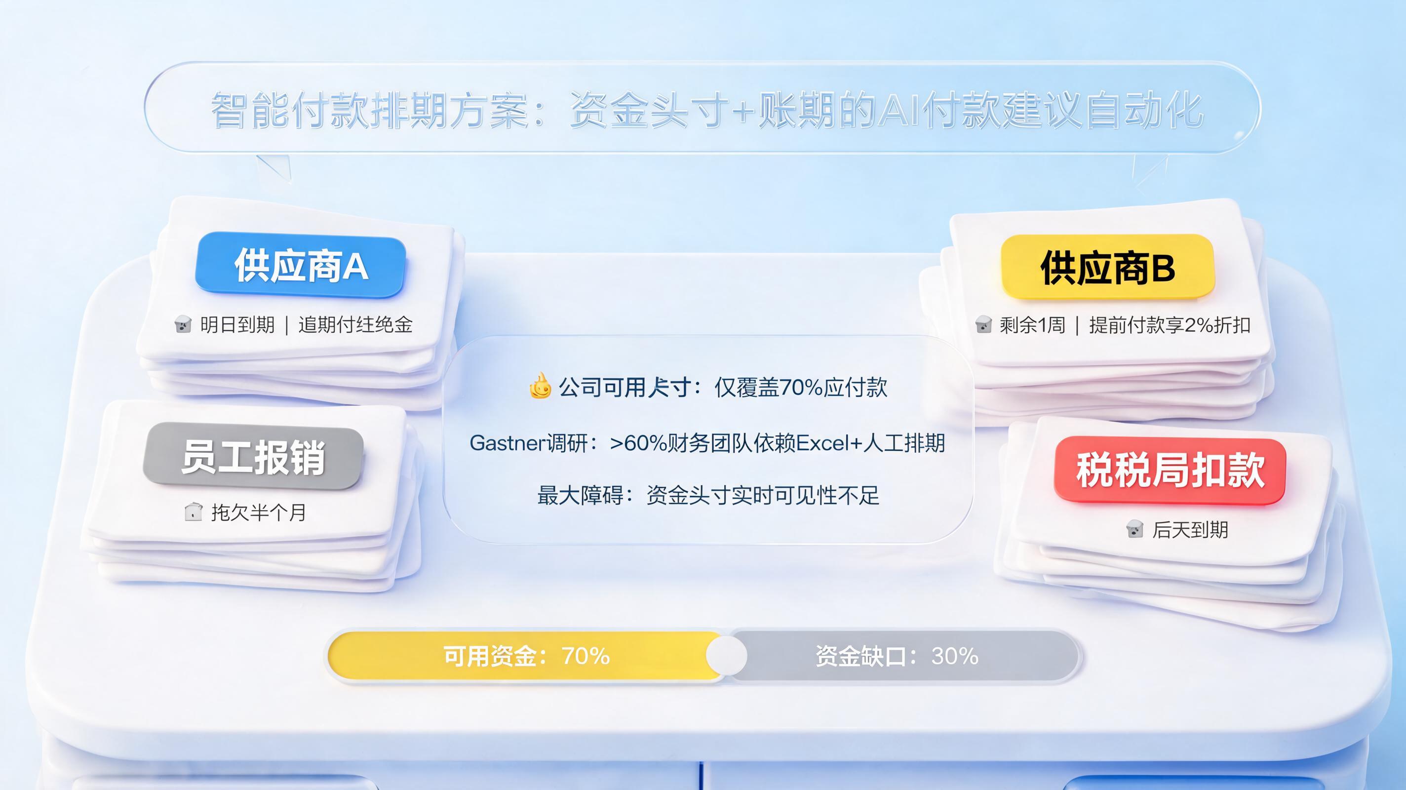 智能付款排期方案：资金头寸+账期的AI付款建议自动化