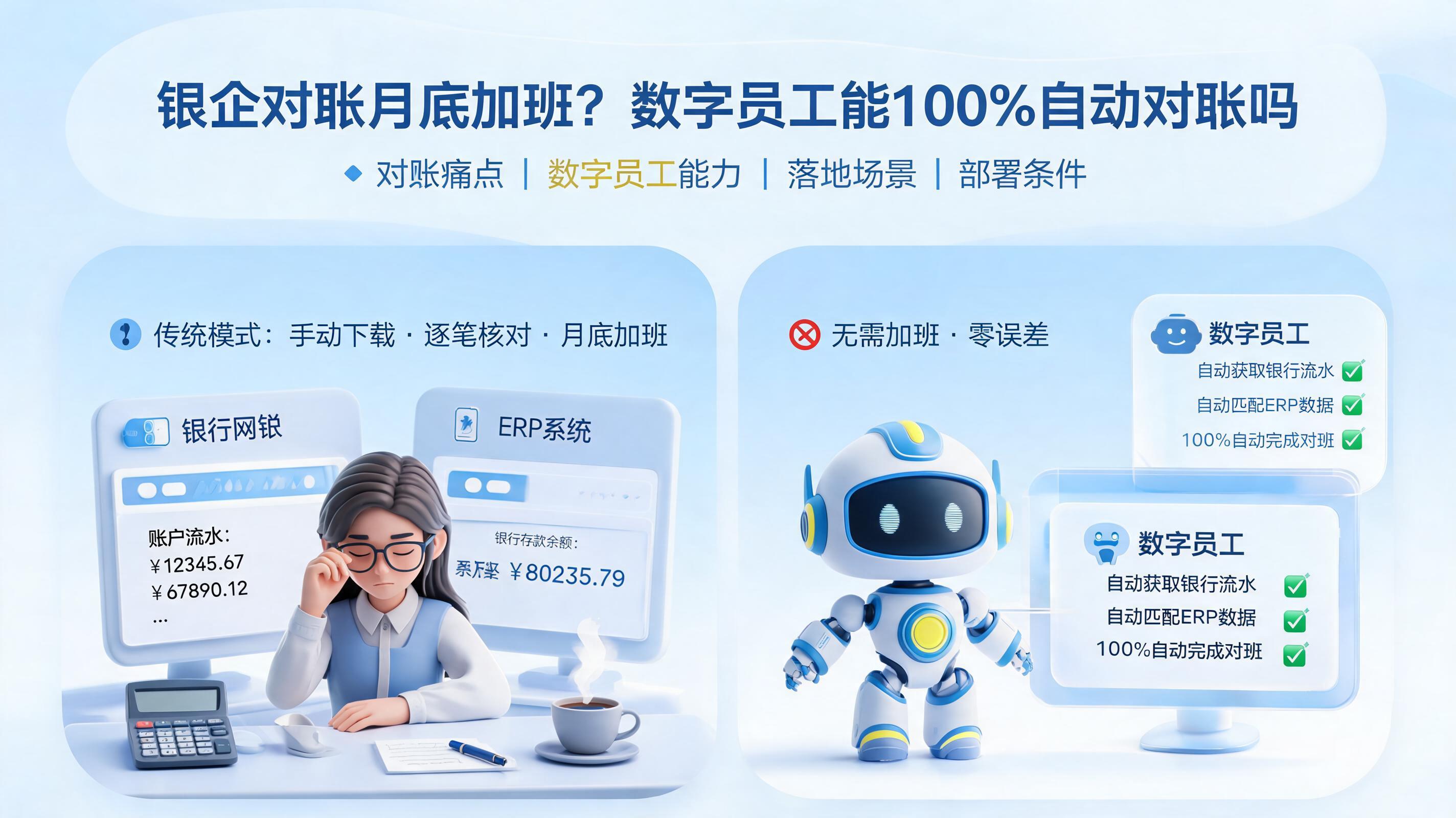 银企对账月底加班?数字员工能100%自动对账吗
