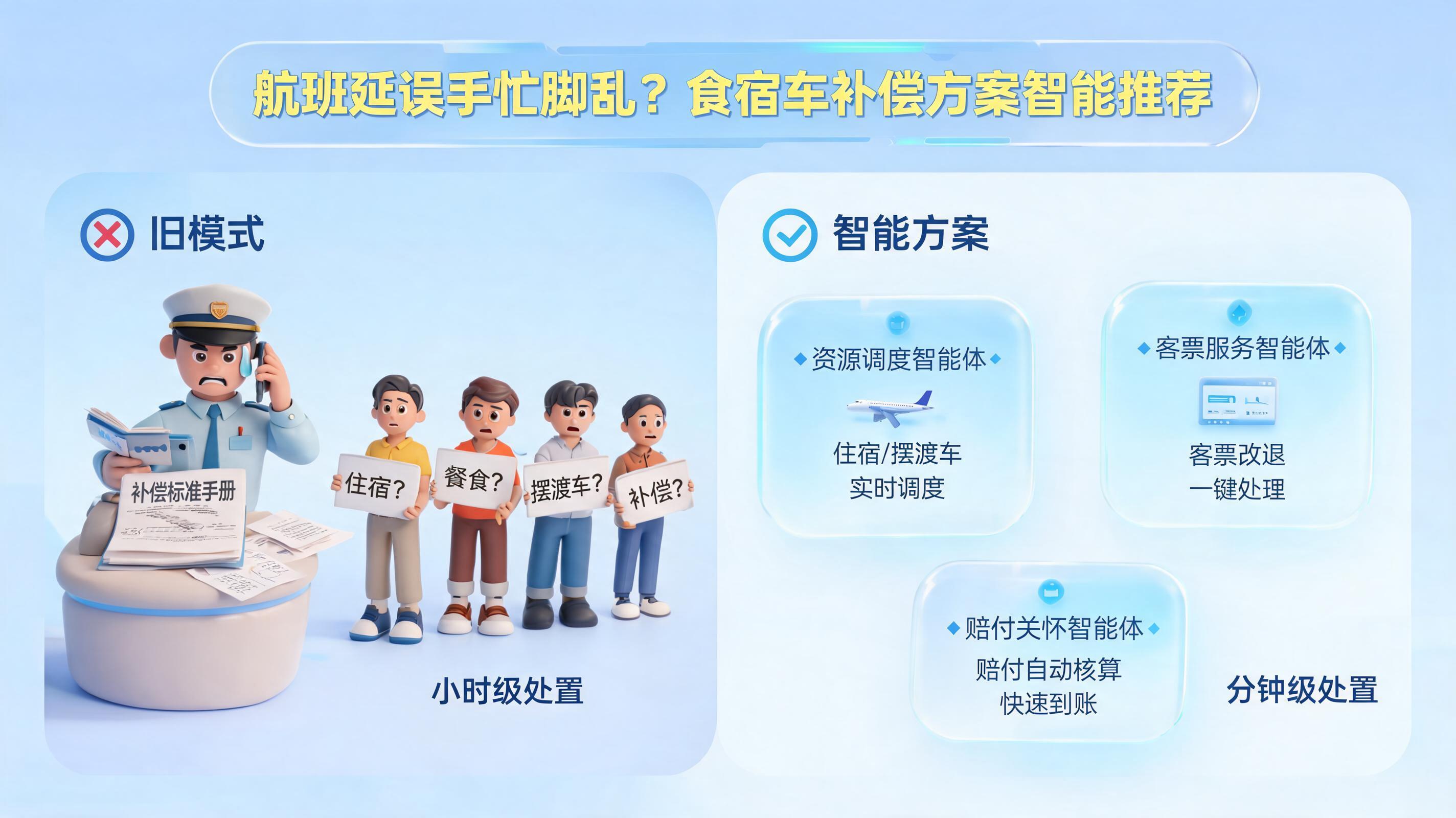 航班延误手忙脚乱？食宿车补偿方案智能推荐