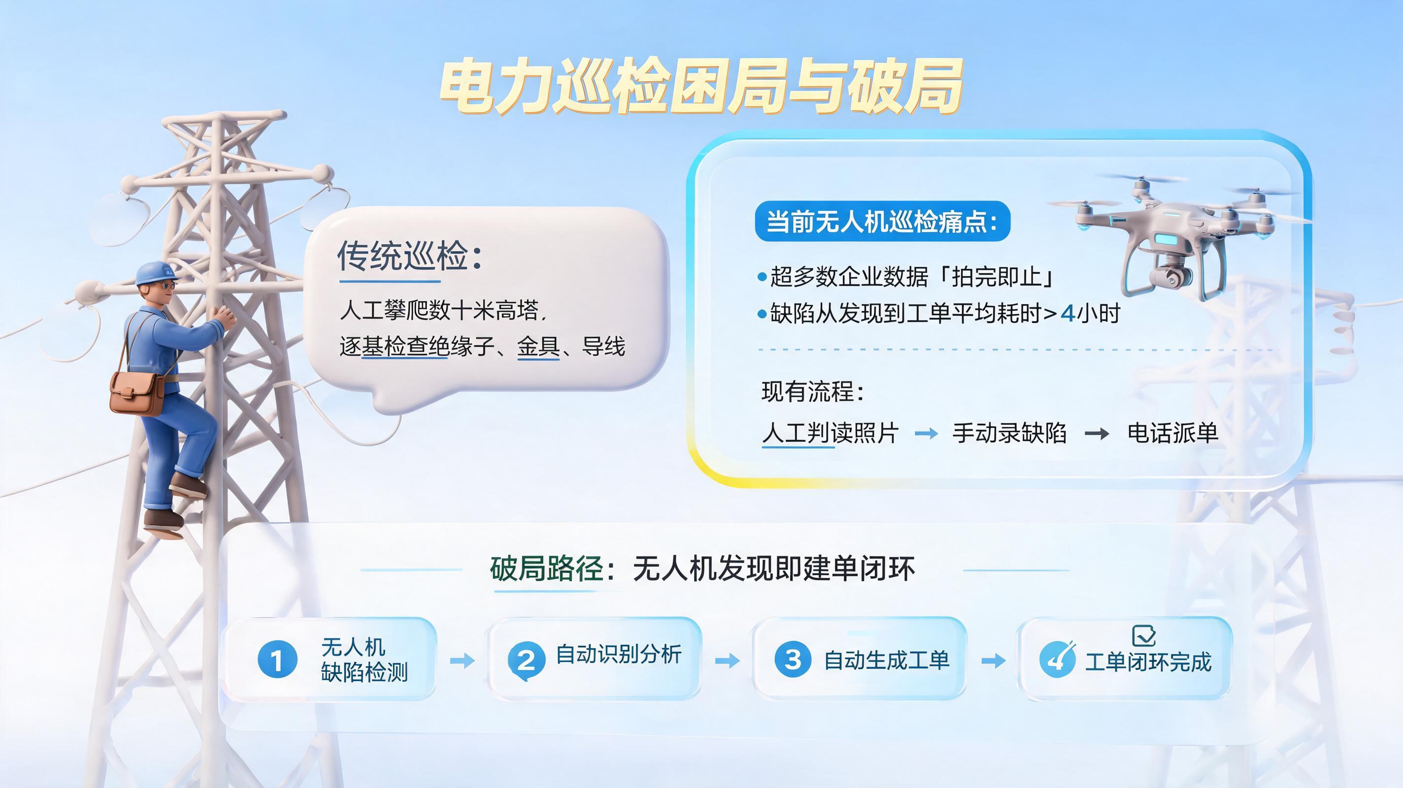 电力巡检靠人工登塔？无人机发现即建单闭环_图1