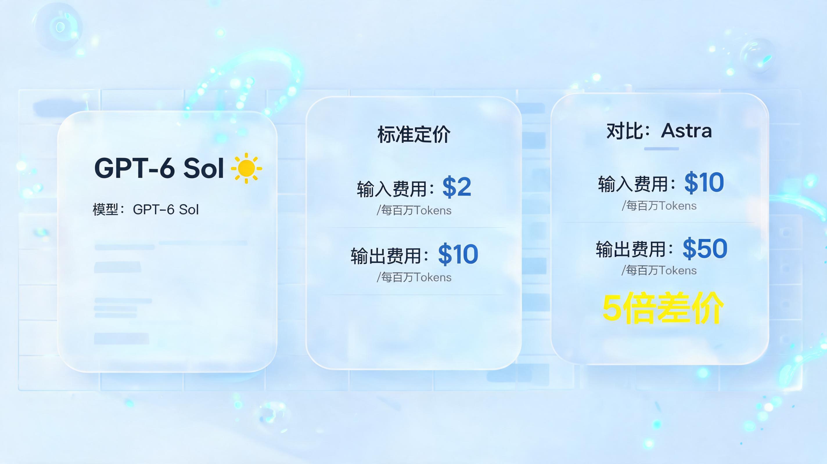 GPT-6 Sol 多少钱？输入 $2 / 输出 $10，比 Astra 便宜 5 倍_图1